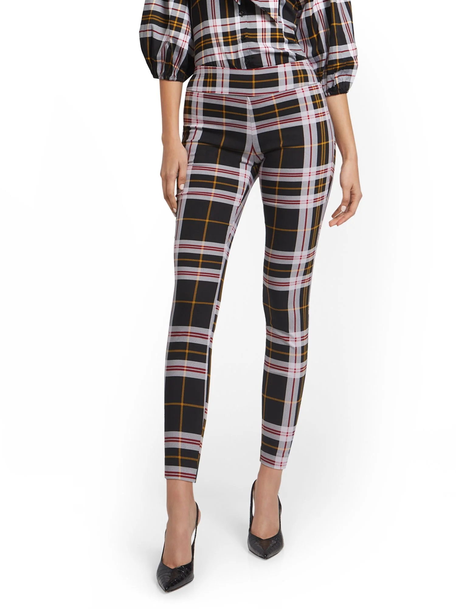 Petite Whitney High-Waisted Pull-On Slim-Leg Pant - Plaid - Image 4