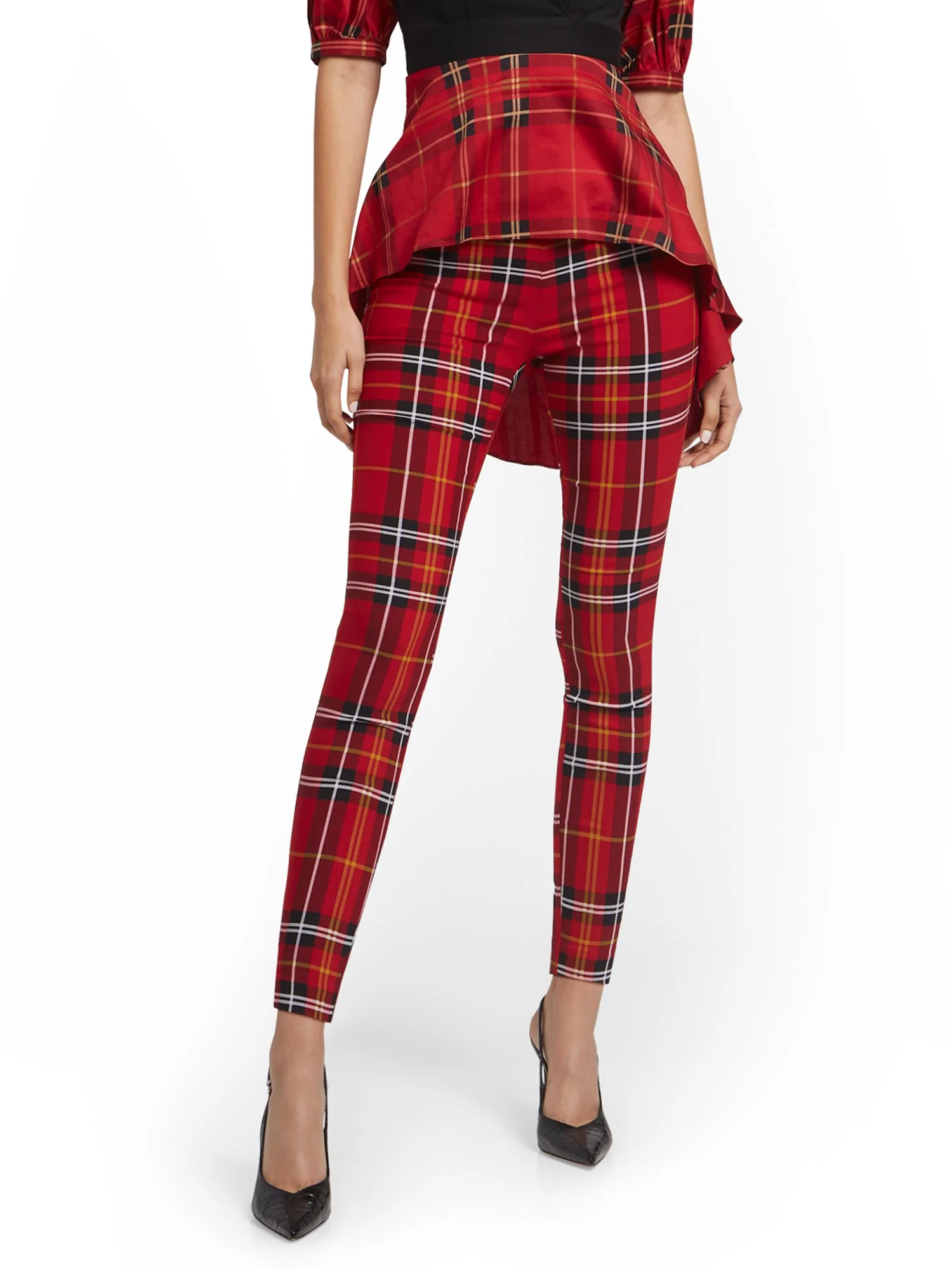 Petite Whitney High-Waisted Pull-On Slim-Leg Pant - Plaid - Image 7