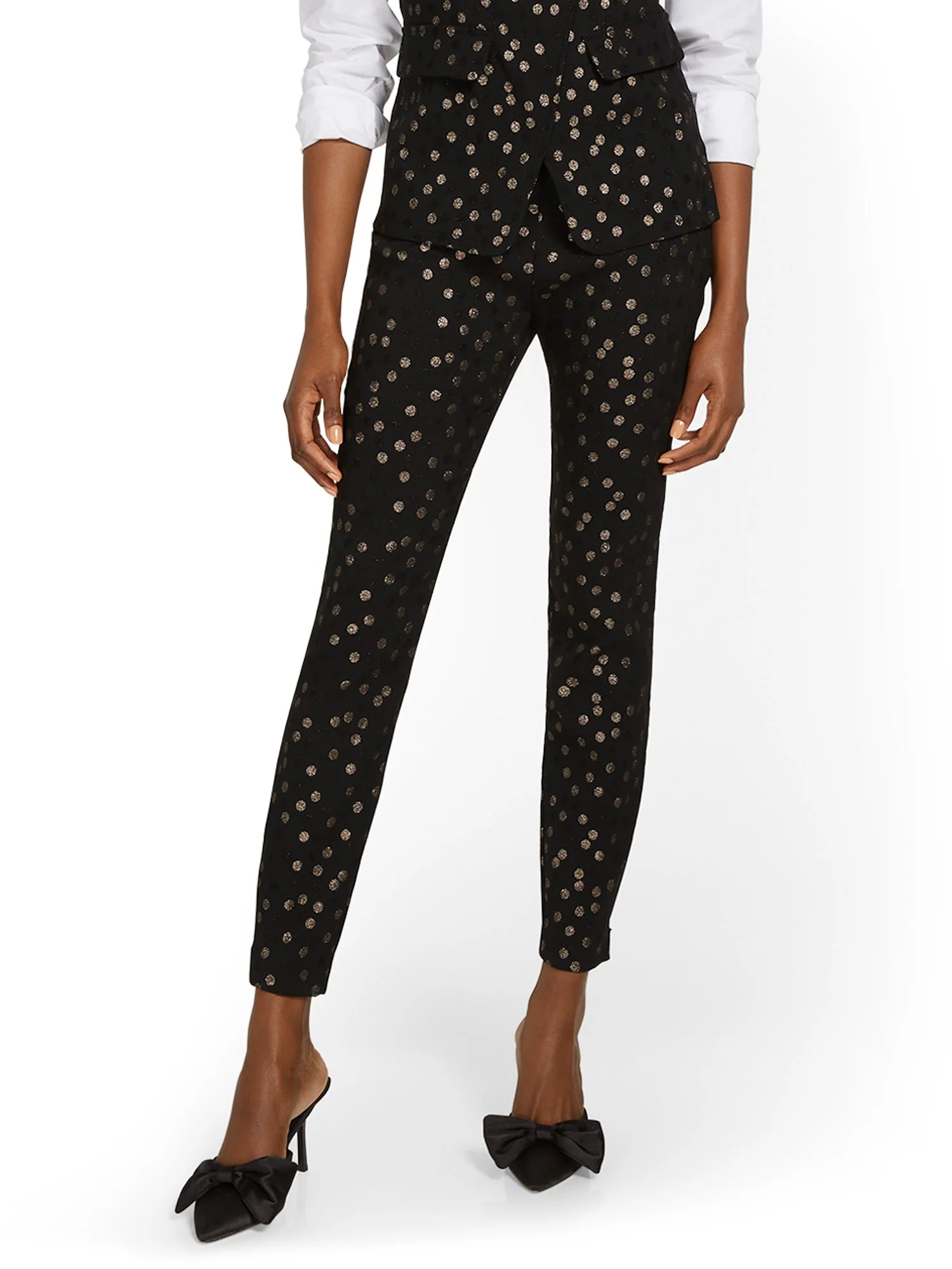 Petite Whitney High-Waisted Pull-On Slim-Leg Pant - Polka Dot