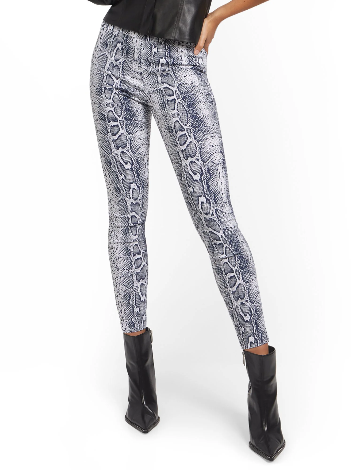Petite Whitney High-Waisted Pull-On Slim-Leg Pant - Snakeskin