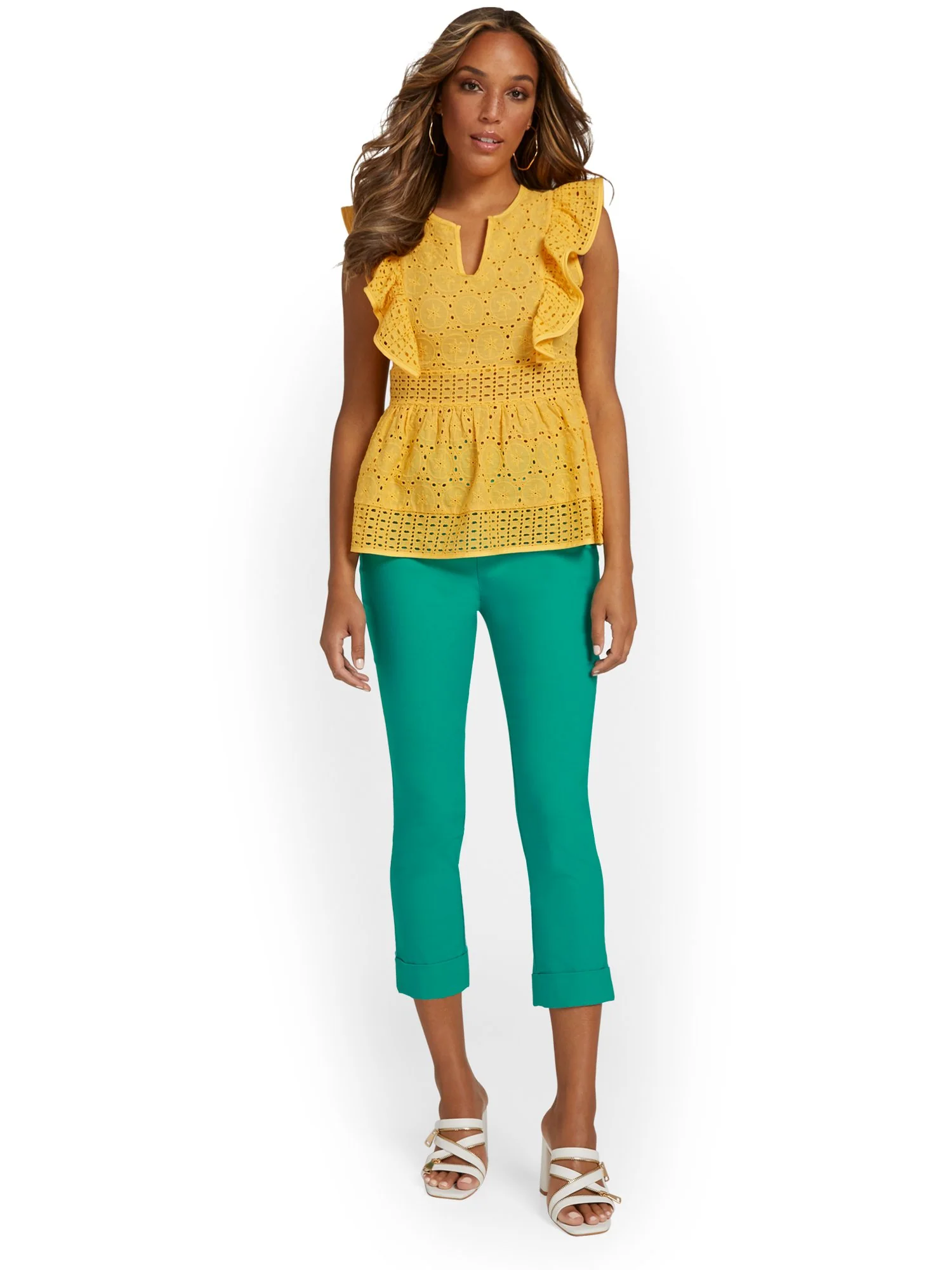 Petite Whitney High-Waisted Tummy Control Pull-On Slim-Leg Cuffed Capri Pant - Image 21