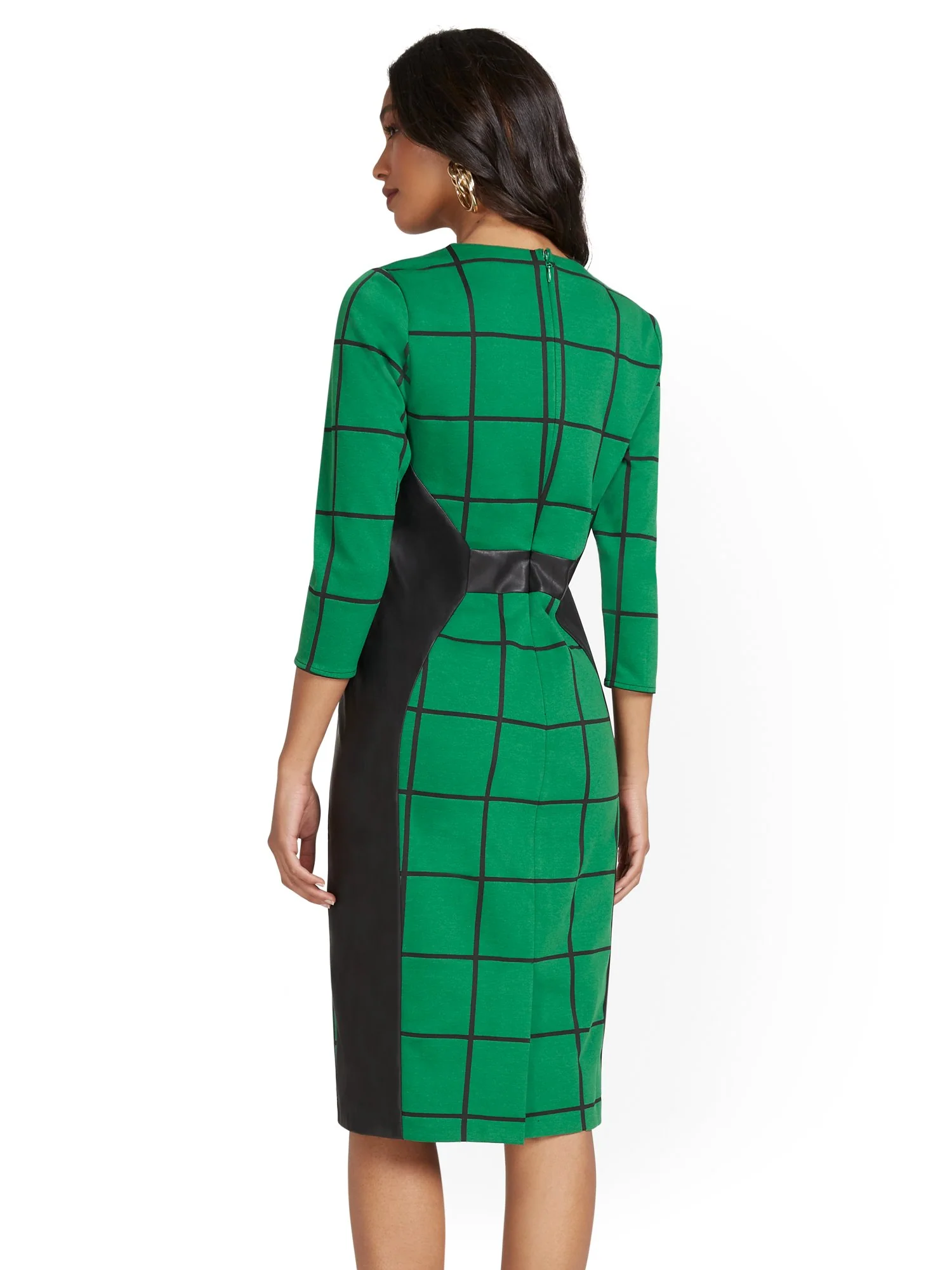 Petite Windowpane-Print Sheath Dress - Superflex - Image 3