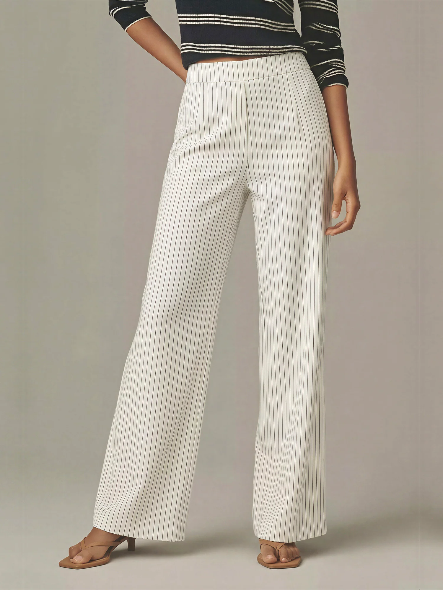 Pin Stripe Wide Leg Pull On Pants - Image 11