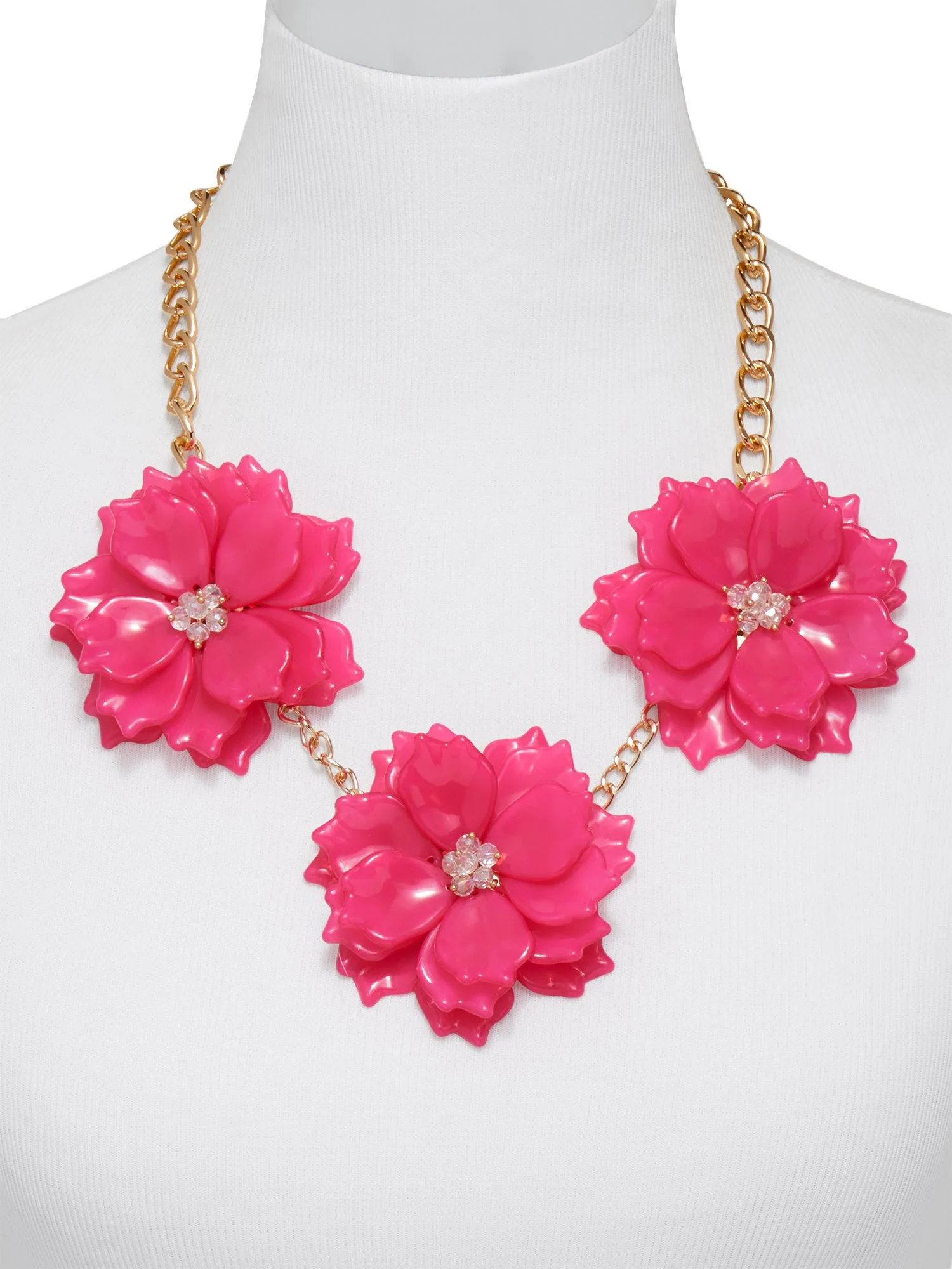 Pink Floral Statement Necklace