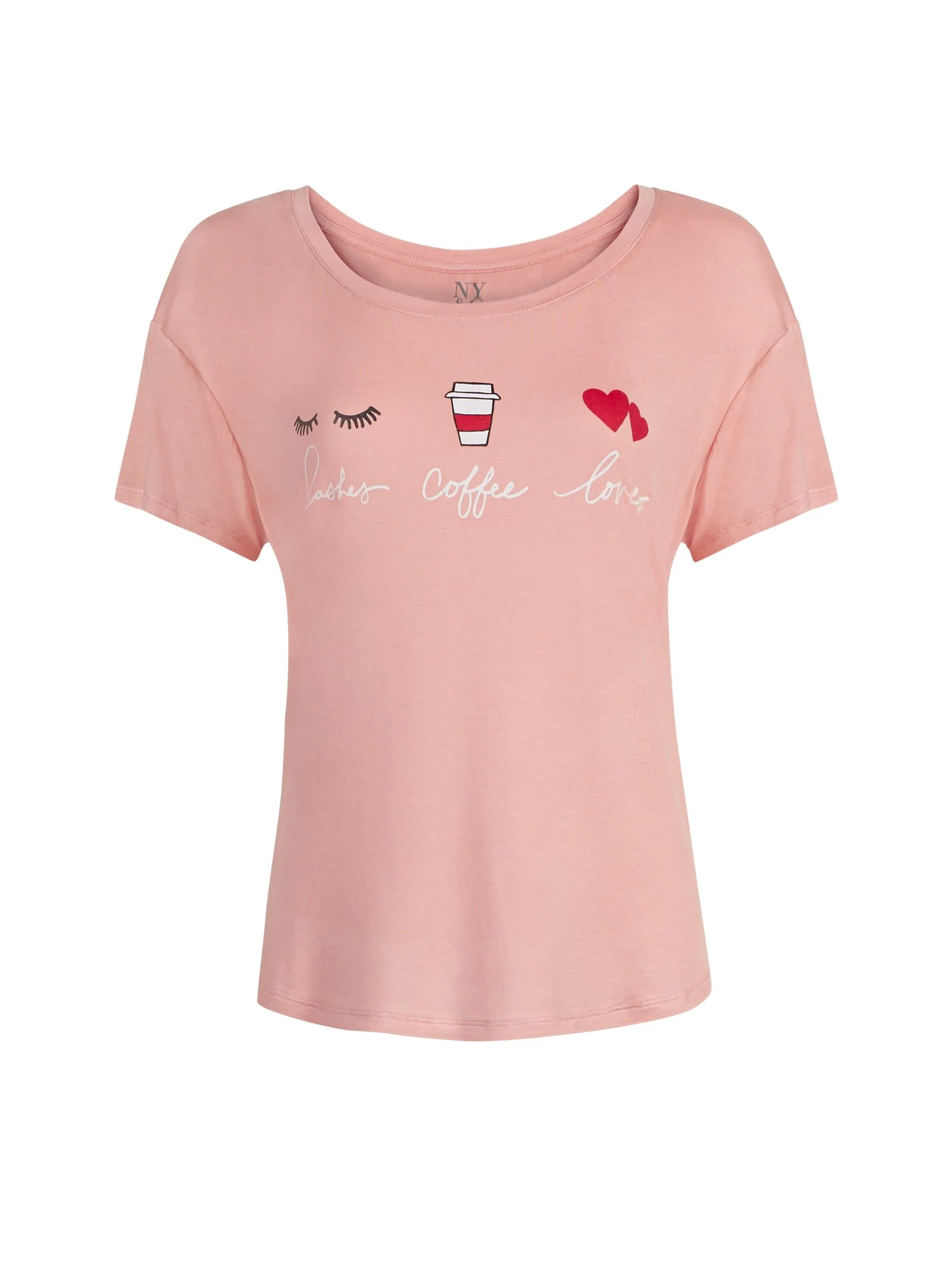Pink 'Lashes Coffee Love' Sleep Tee