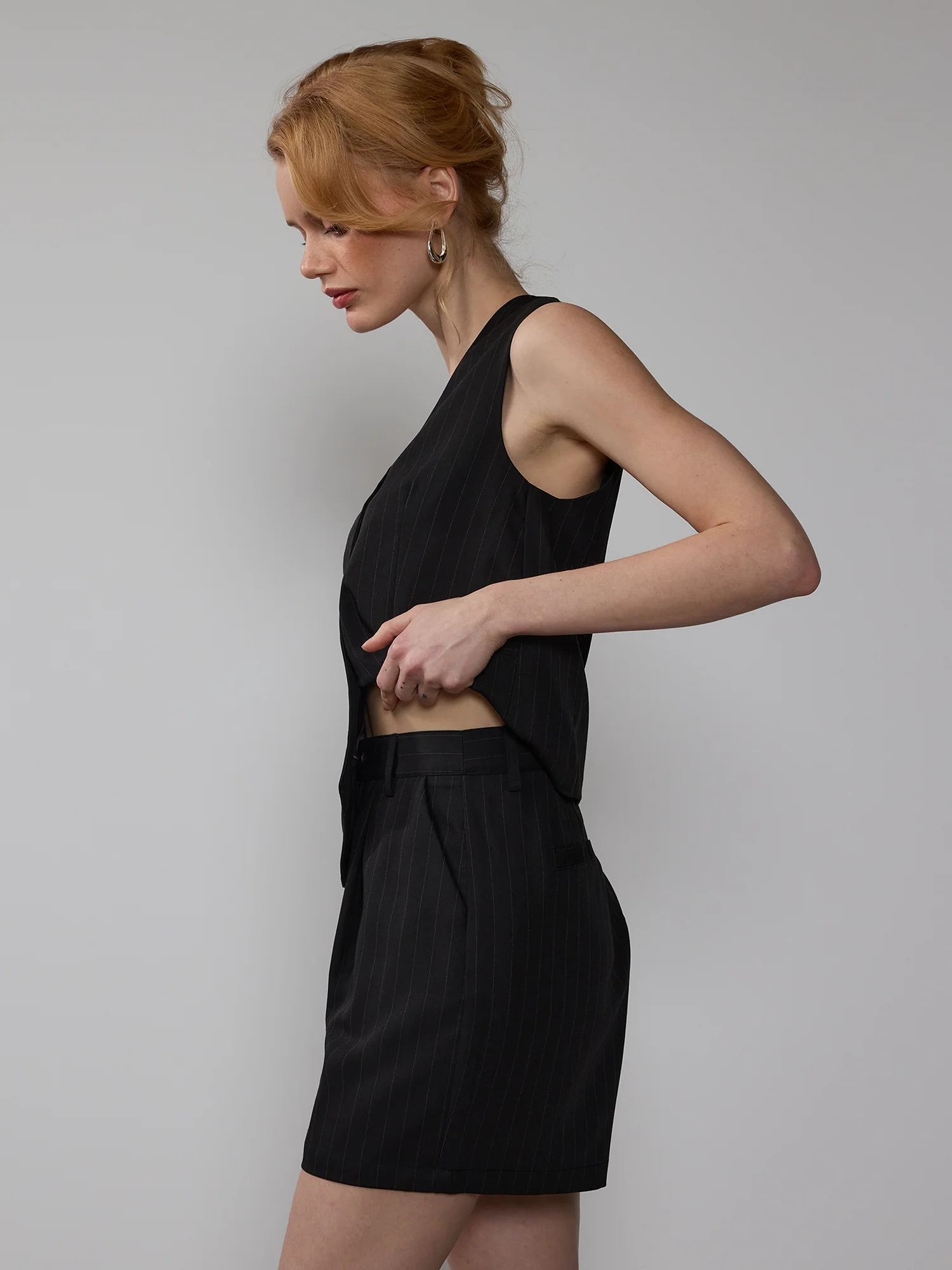 Pinstripe Pleated Shorts - Image 2