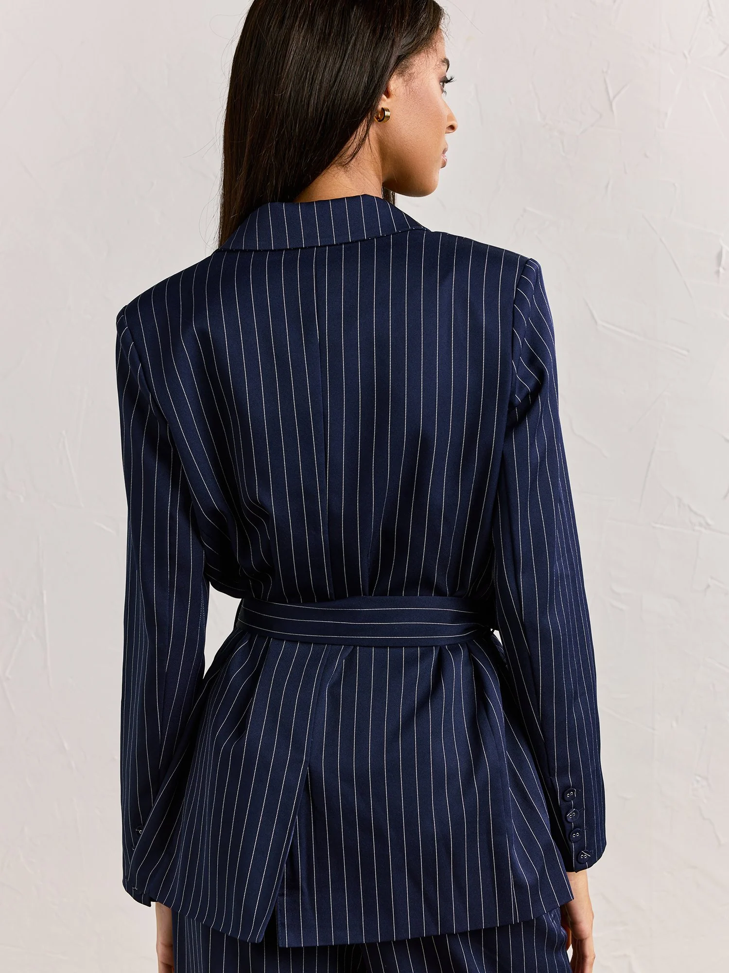Crescent Pinstripe Tie-Waist Blazer - Brands We Love - Image 4