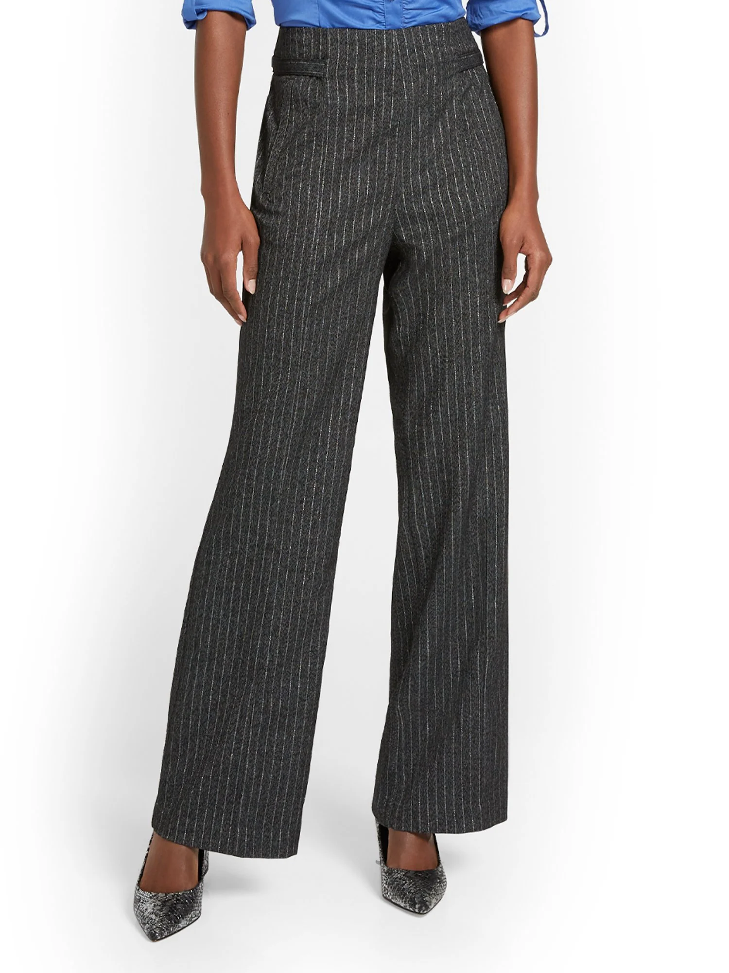 Pinstripe Wide-Leg Pant