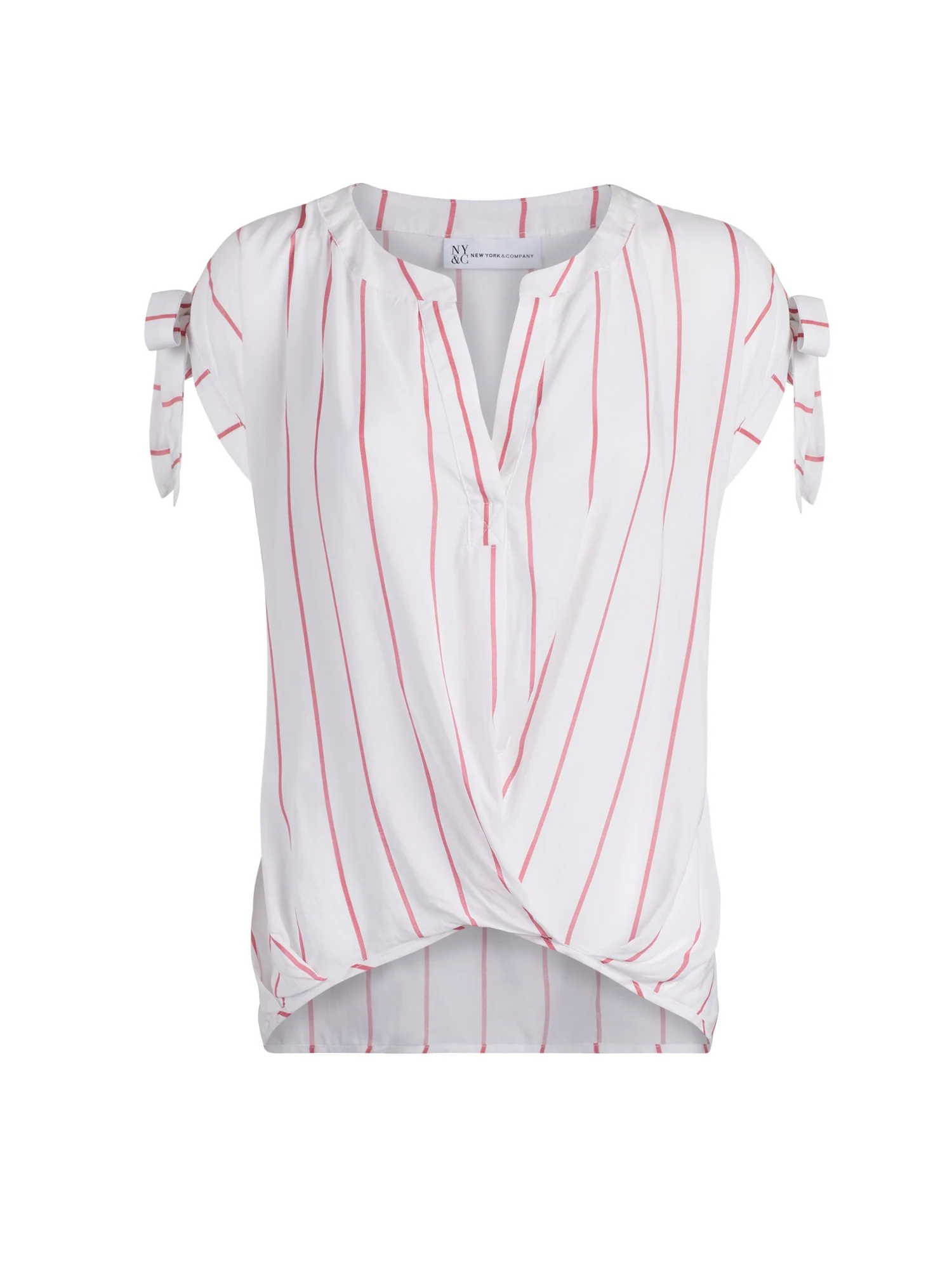 Pinstriped Split-Neck Blouse - Image 11