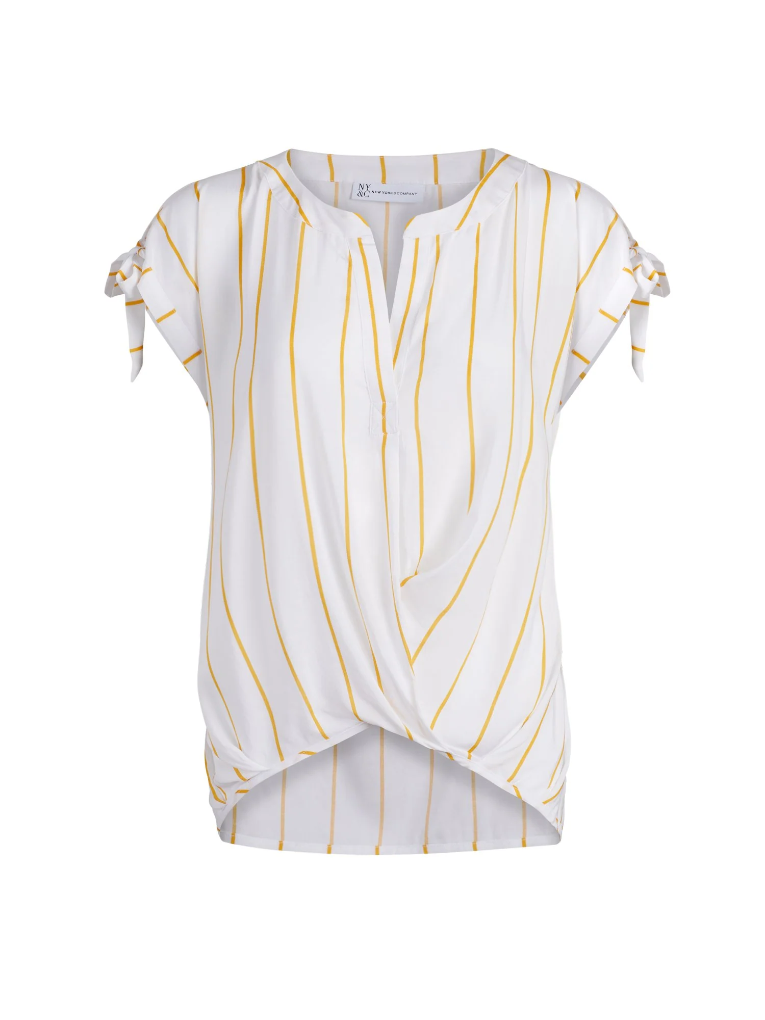 Pinstriped Split-Neck Blouse - Image 5