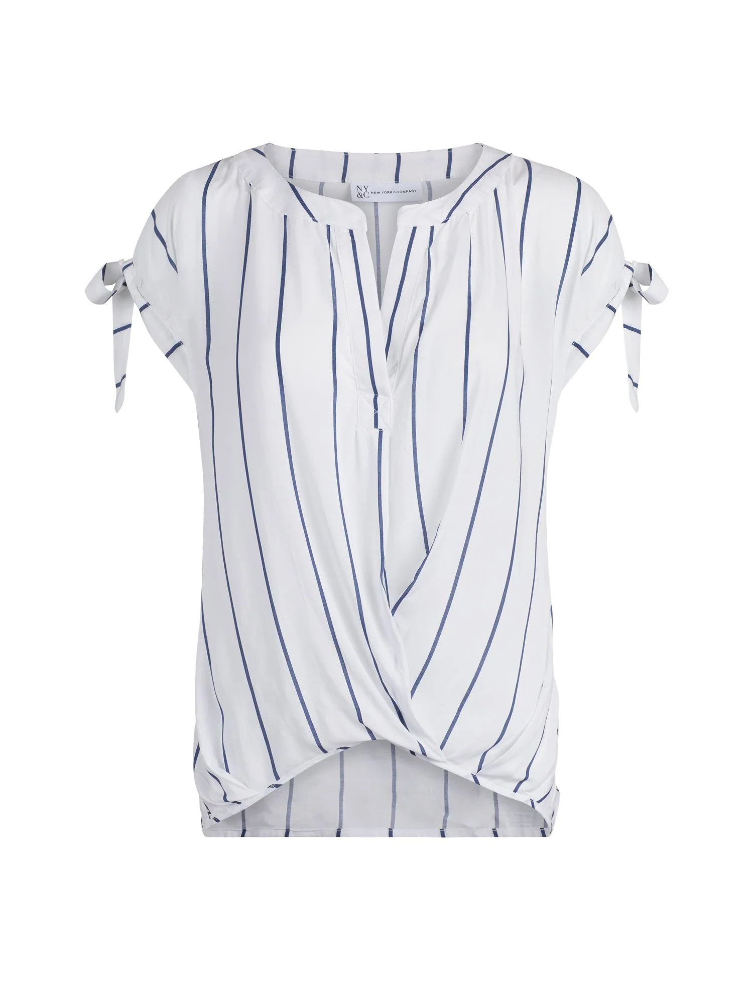 Pinstriped Split-Neck Blouse - Image 8