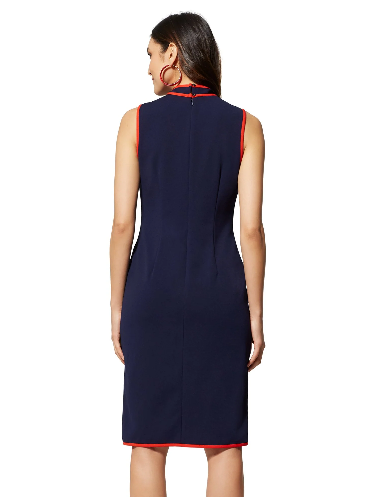 Piped Bow-Accent Sheath Dress - Magic Crepe - 7th Avenue - Image 3