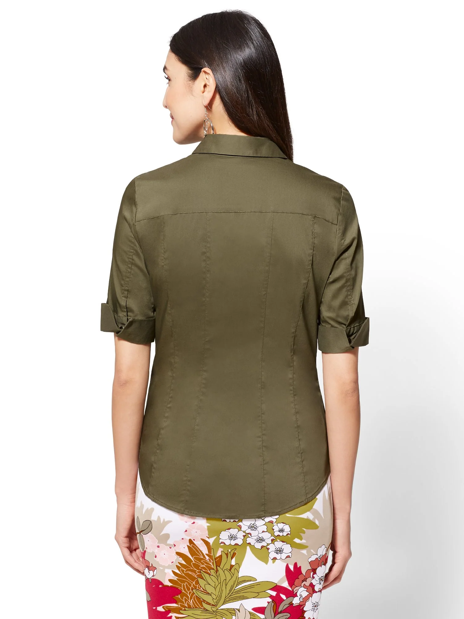 Piped Elbow Sleeve Madison Stretch Shirt - 7th Avenue - Image 8
