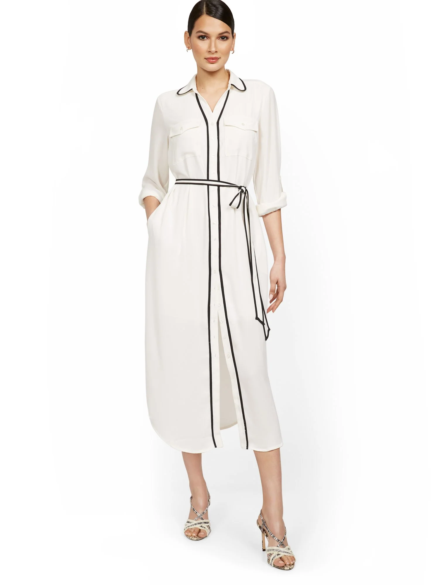 Piped Midi Shirtdress - Image 5
