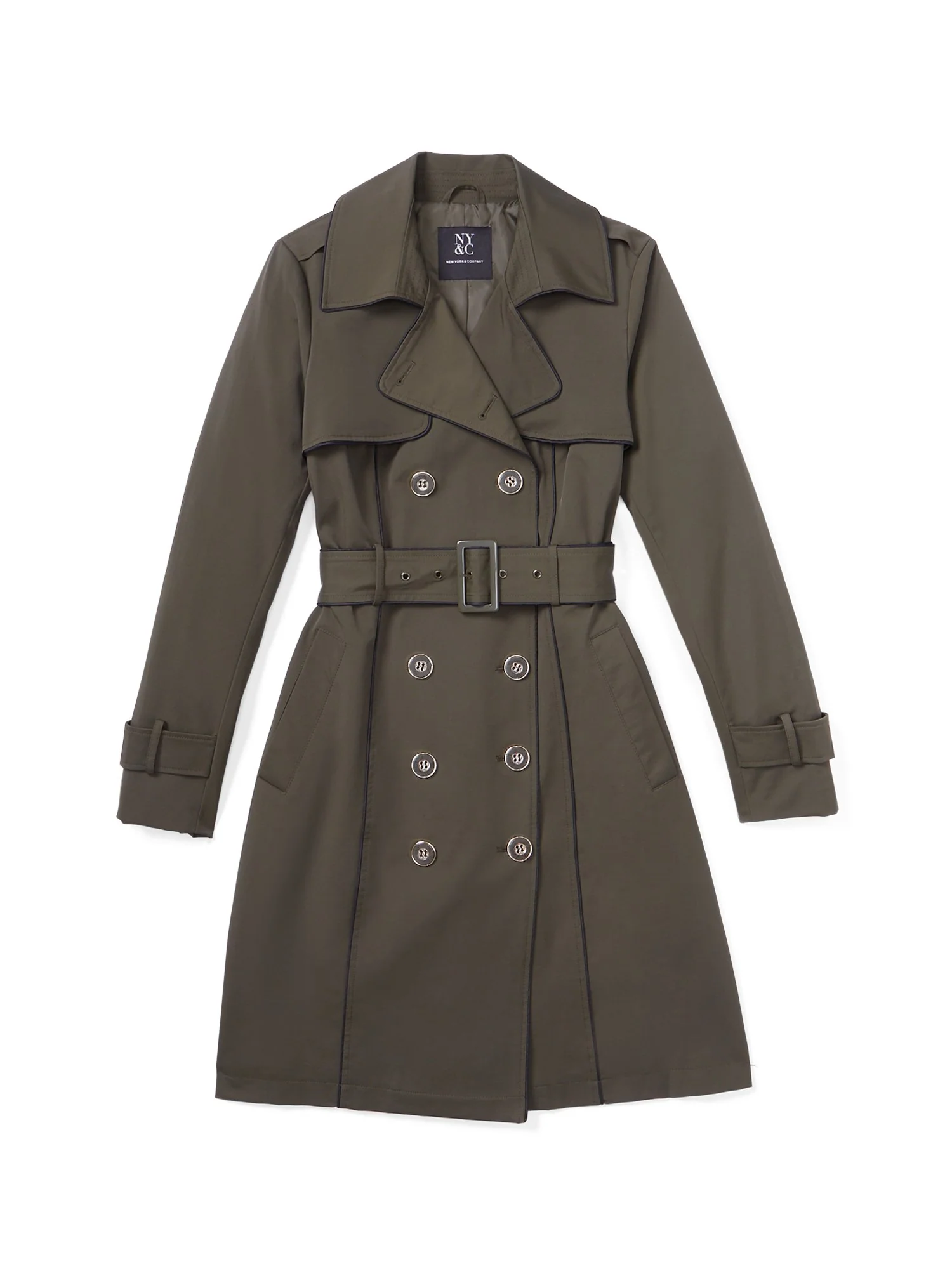 Piped Military Belted Trenchcoat - City Trench Collection - Image 10