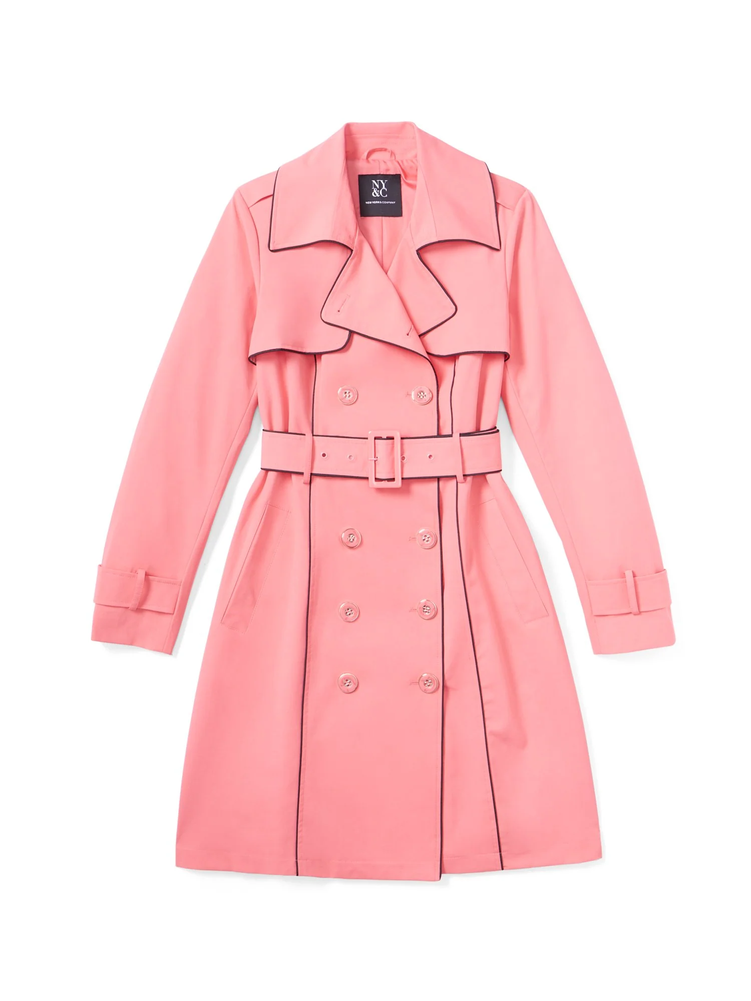 Piped Military Belted Trenchcoat - City Trench Collection - Image 13