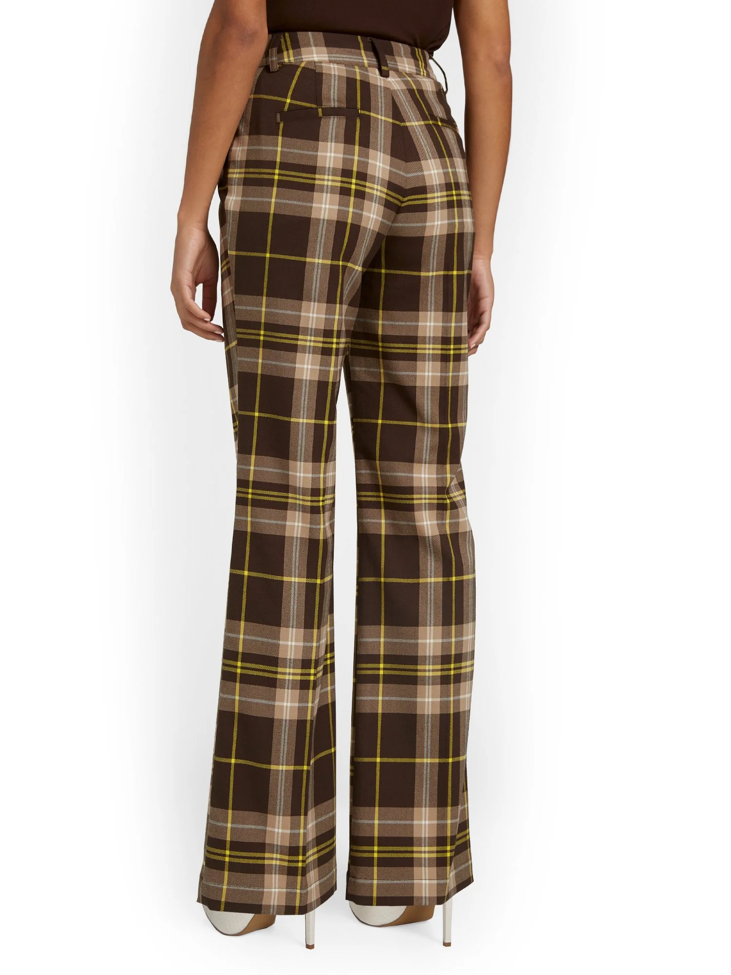 Plaid Asymmetric-Button Wide-Leg Pant - Image 3