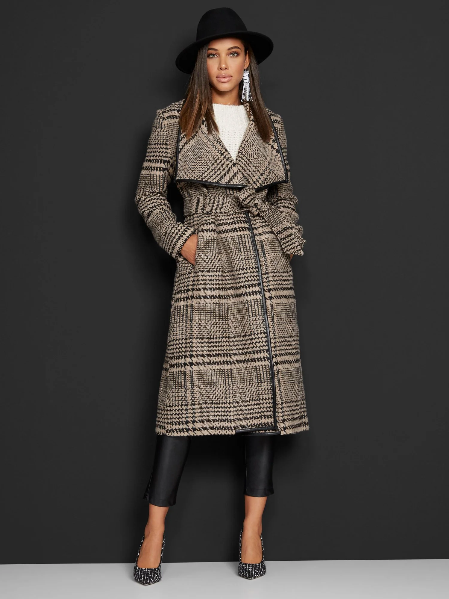 Plaid Belted Flyaway Trenchcoat - Image 3
