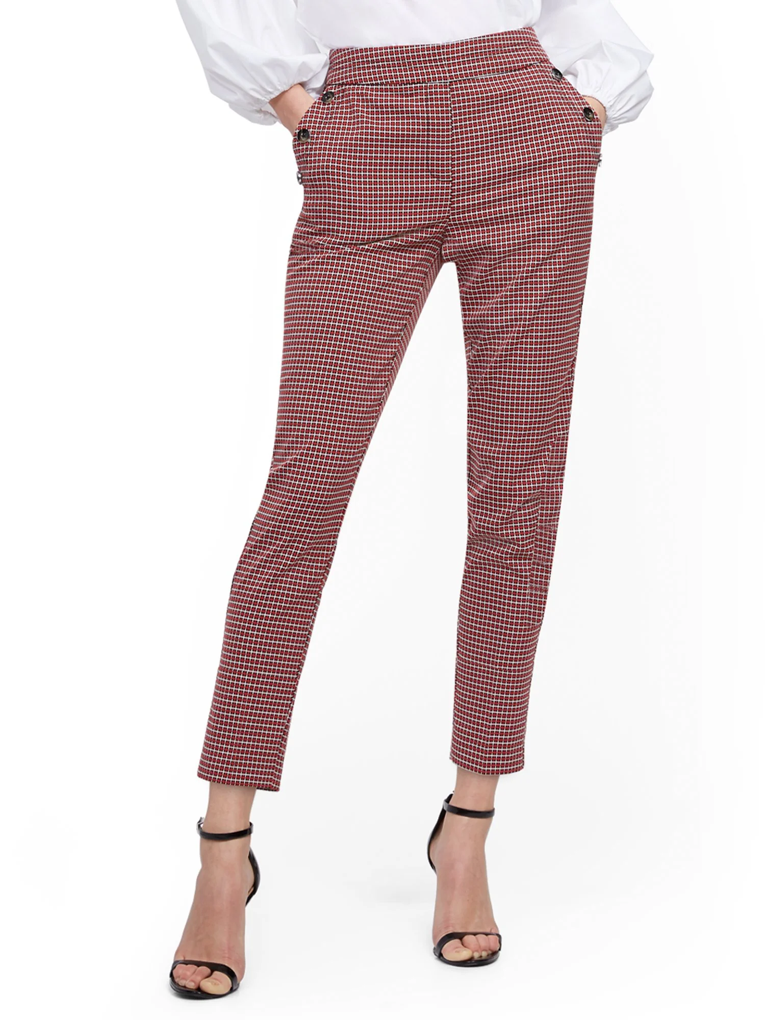 Plaid Button-Accent Modern Ankle Pant - 7th Avenue - Image 2