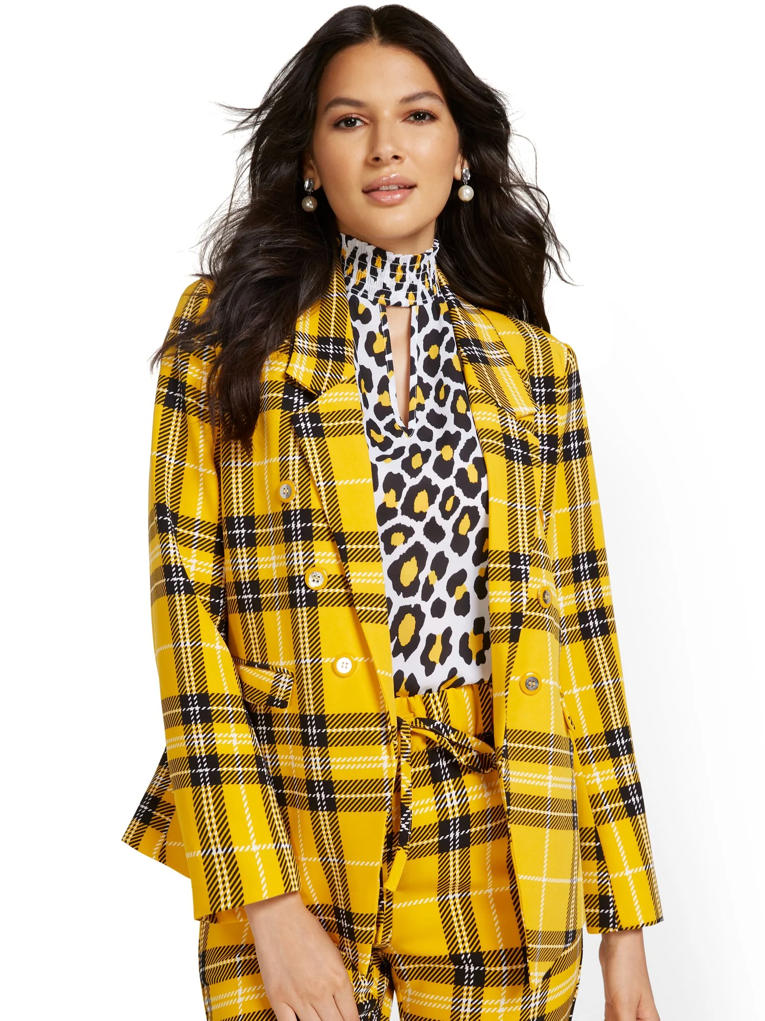Plaid Double-Breasted Button Jacket - Image 4