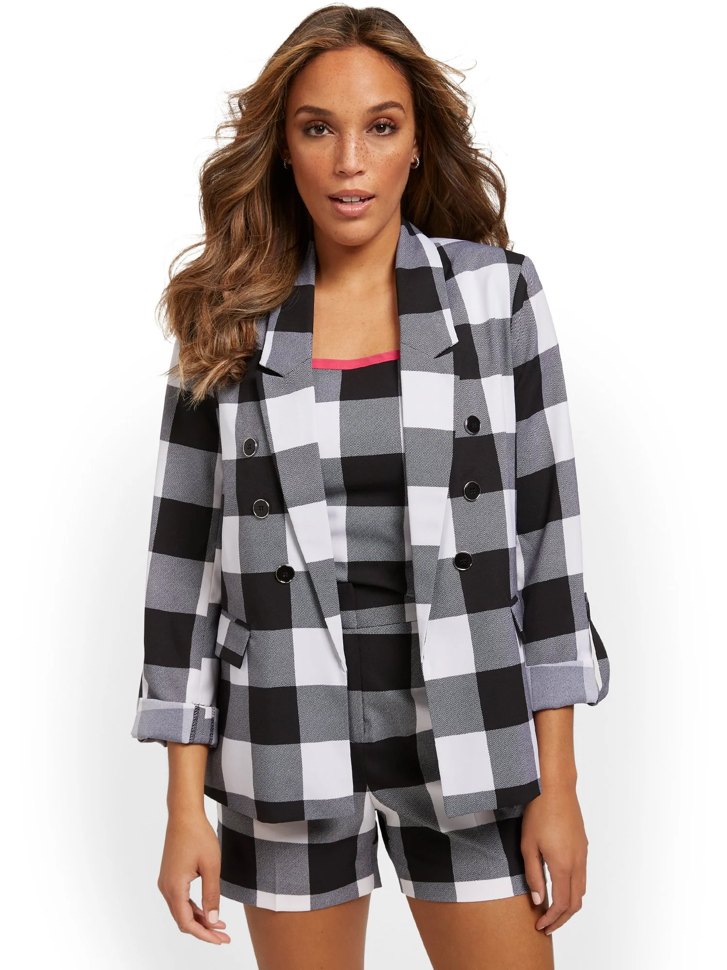 Plaid Double-Breasted Jacket