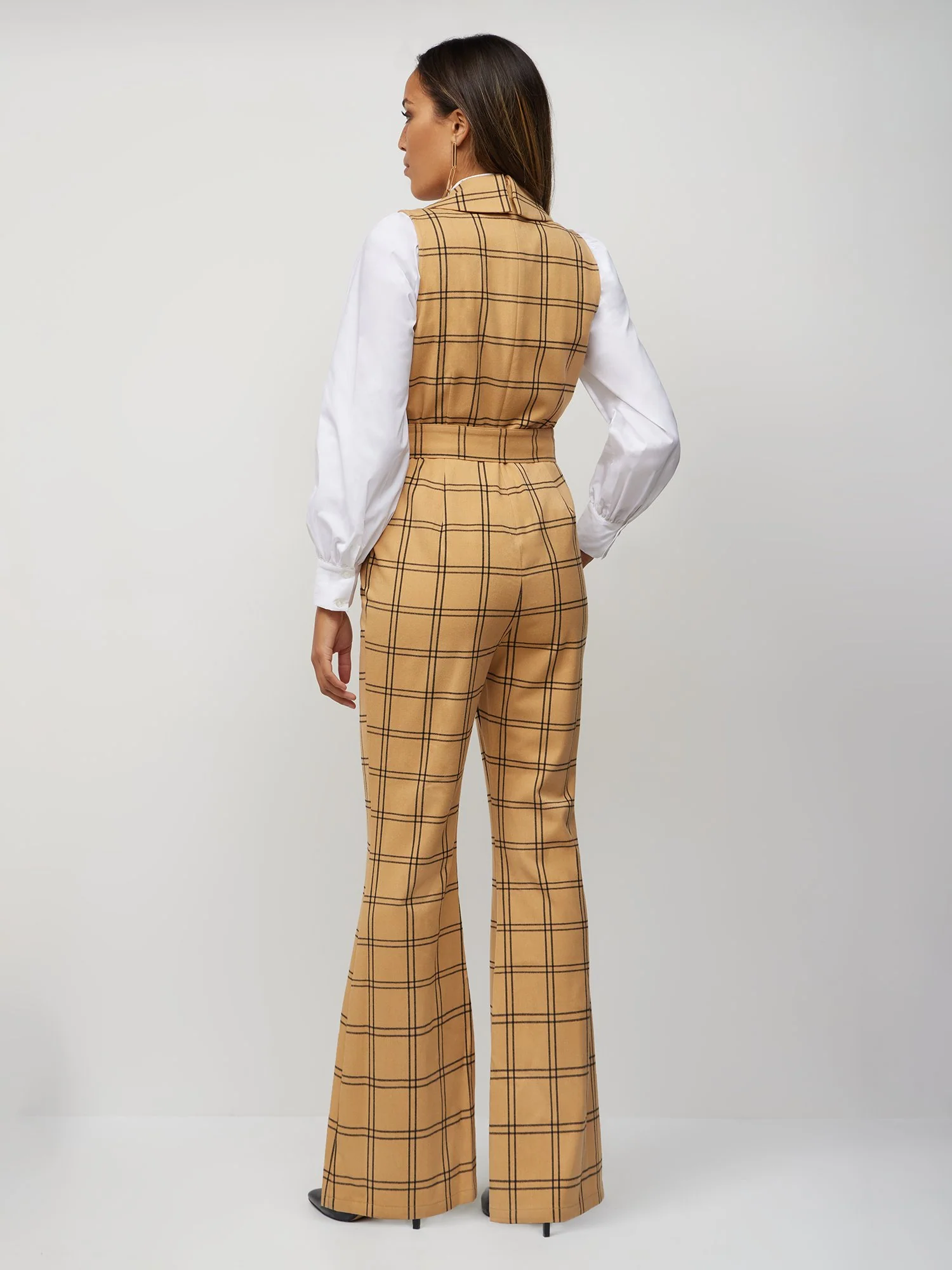 Plaid Flare Jumpsuit - Image 2