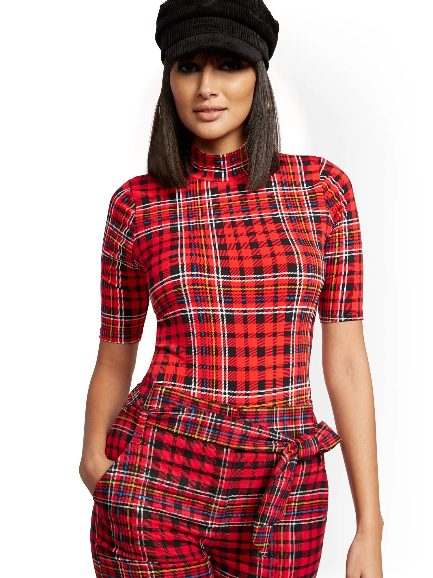 Plaid Mock-Neck Top - 7th Avenue - Image 5