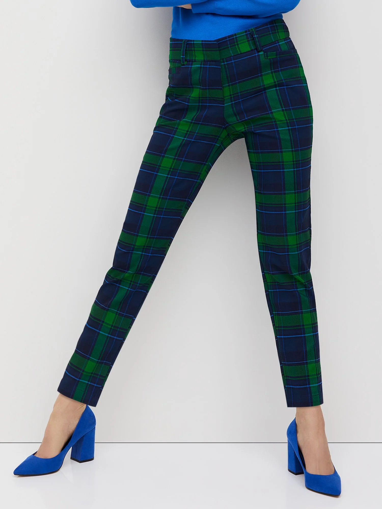 Plaid Modern Slim-Leg Ankle Pant