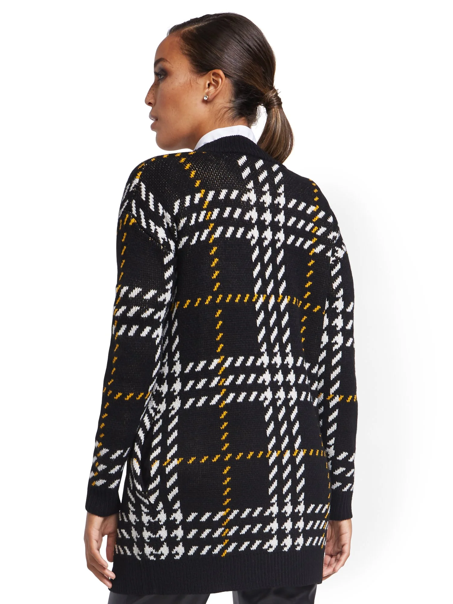 Plaid Open-Front Coatigan - Image 3