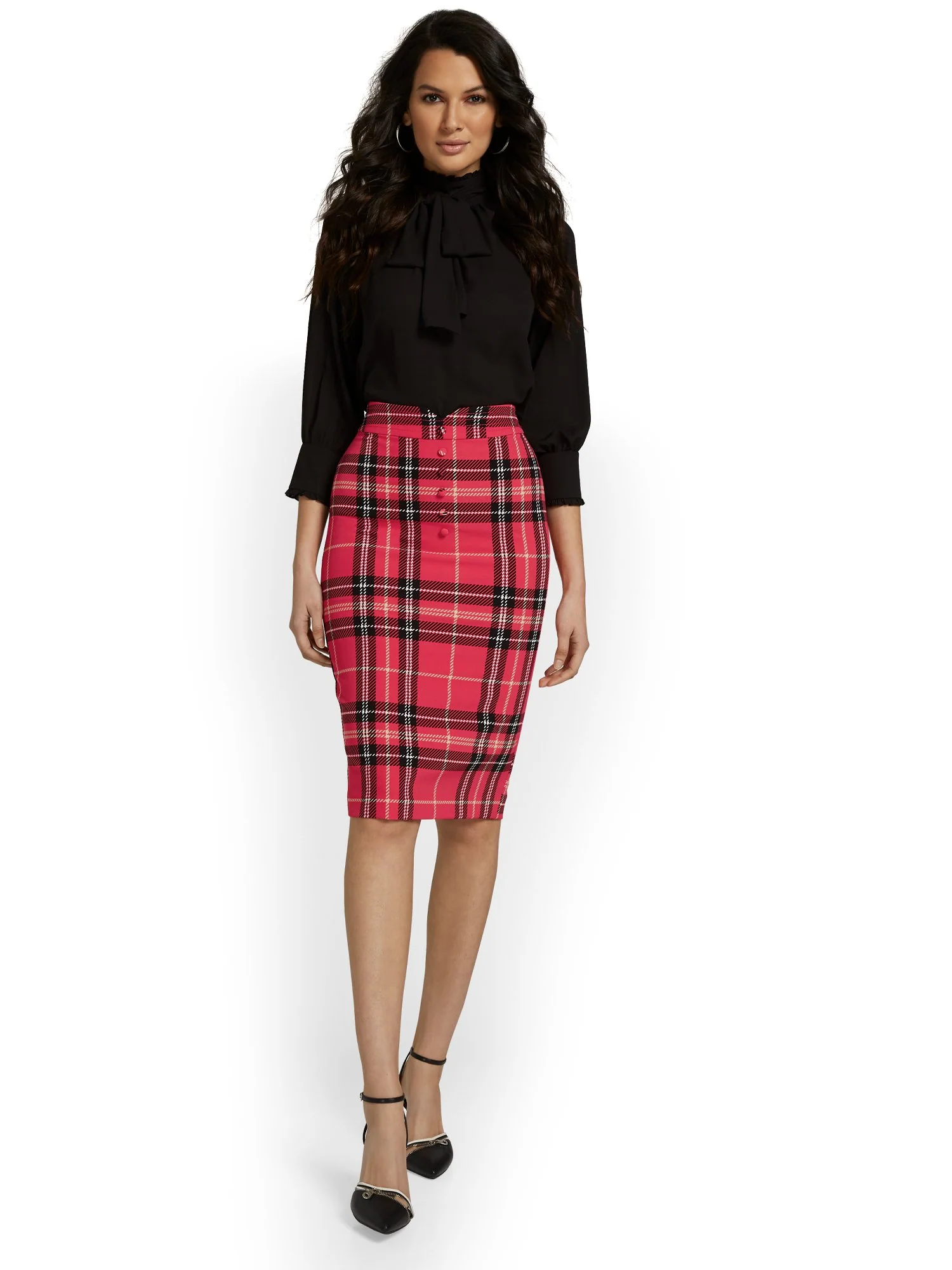 Plaid Pencil Skirt - Image 4