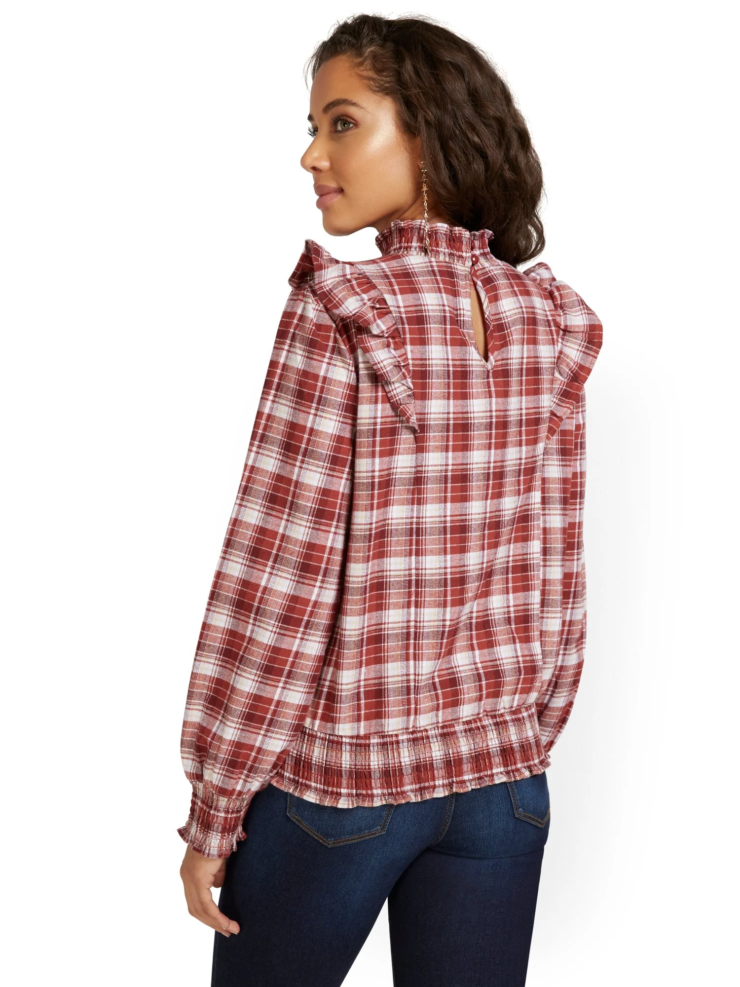 Plaid Ruffle Blouse - Image 3