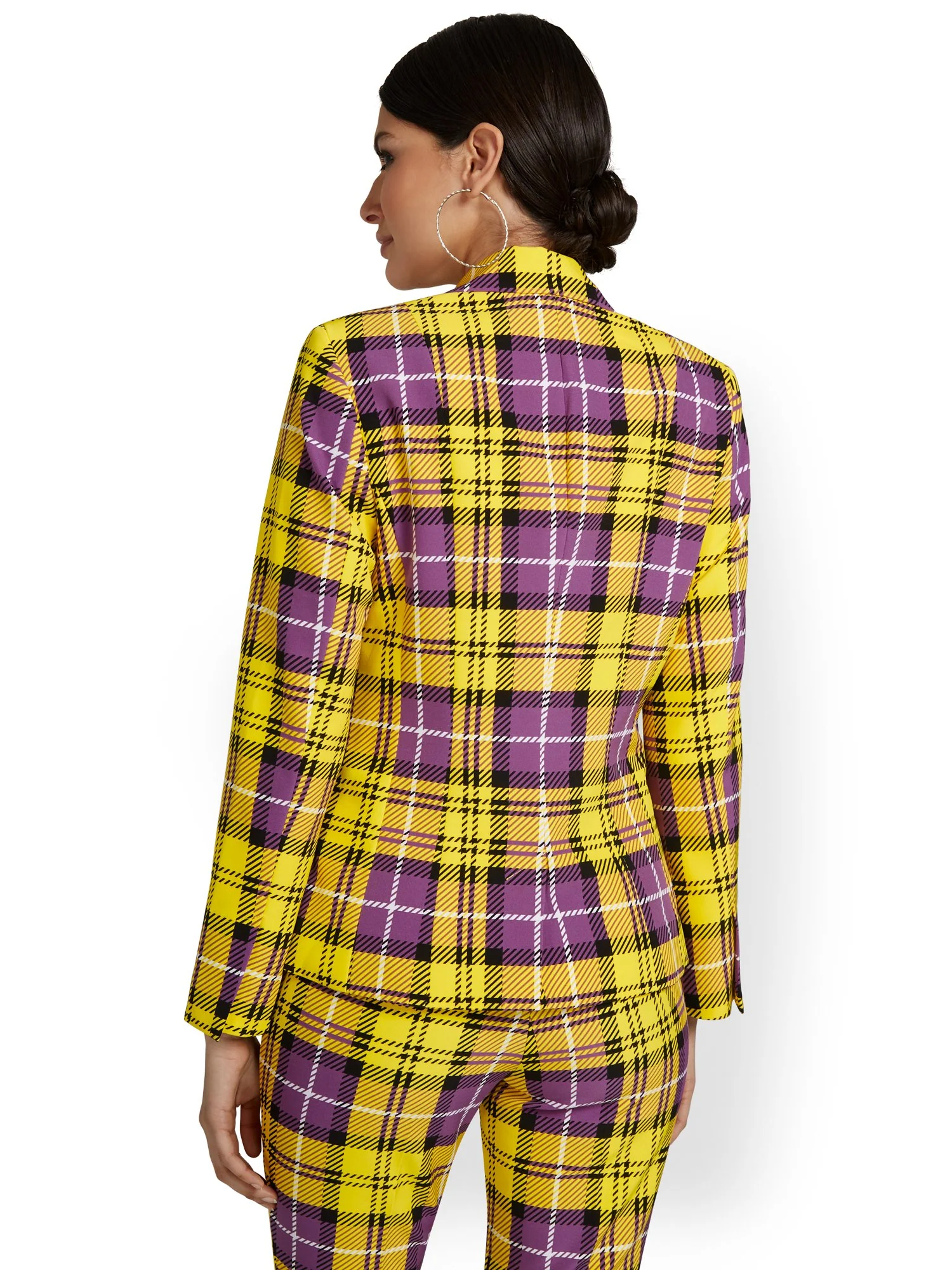 Plaid Single-Button Jacket - Image 3