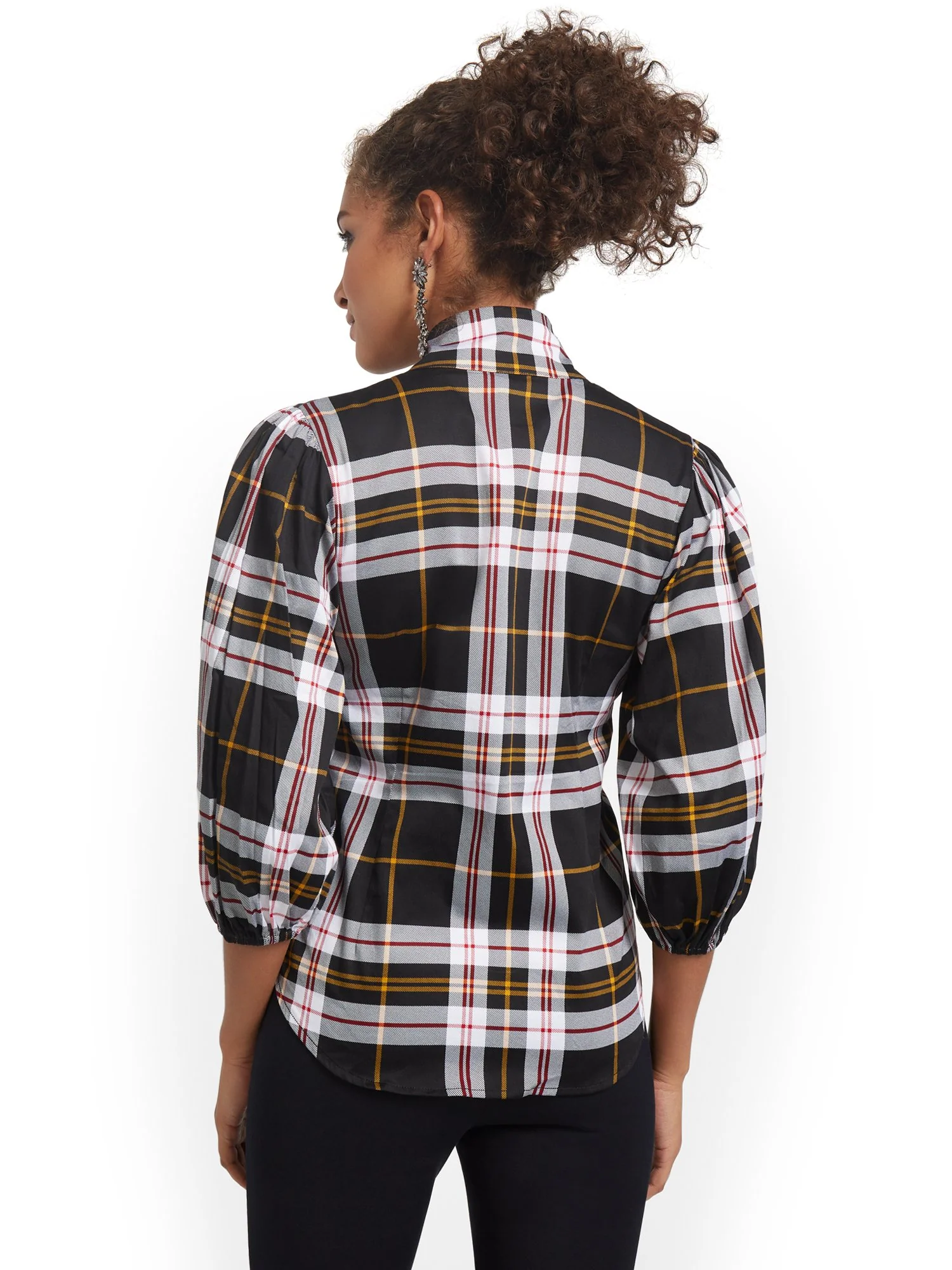 Plaid Tie-Front Poplin Shirt - Image 3