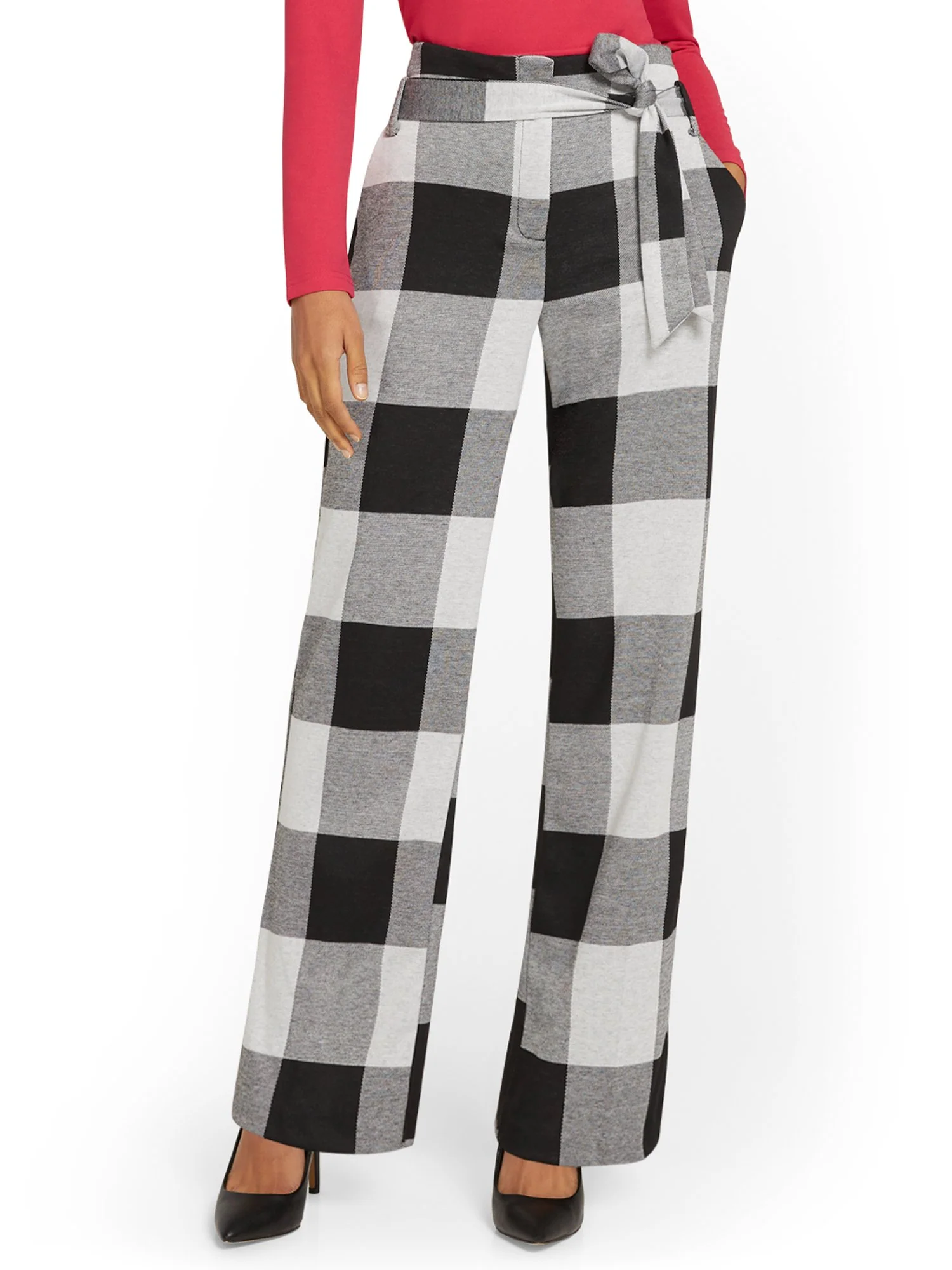 Plaid Tie-Waist Wide-Leg Pant - Image 2