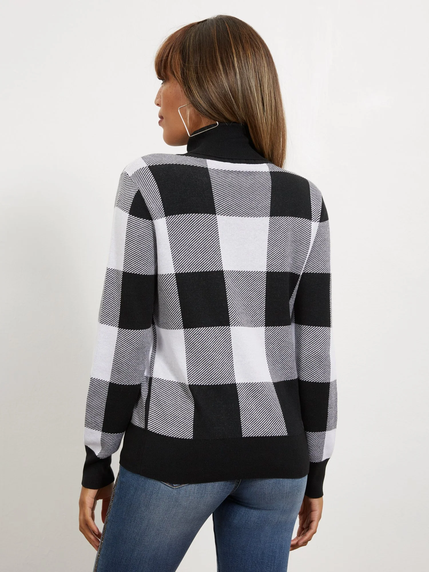 Plaid Turtleneck Pullover Sweater - Image 3