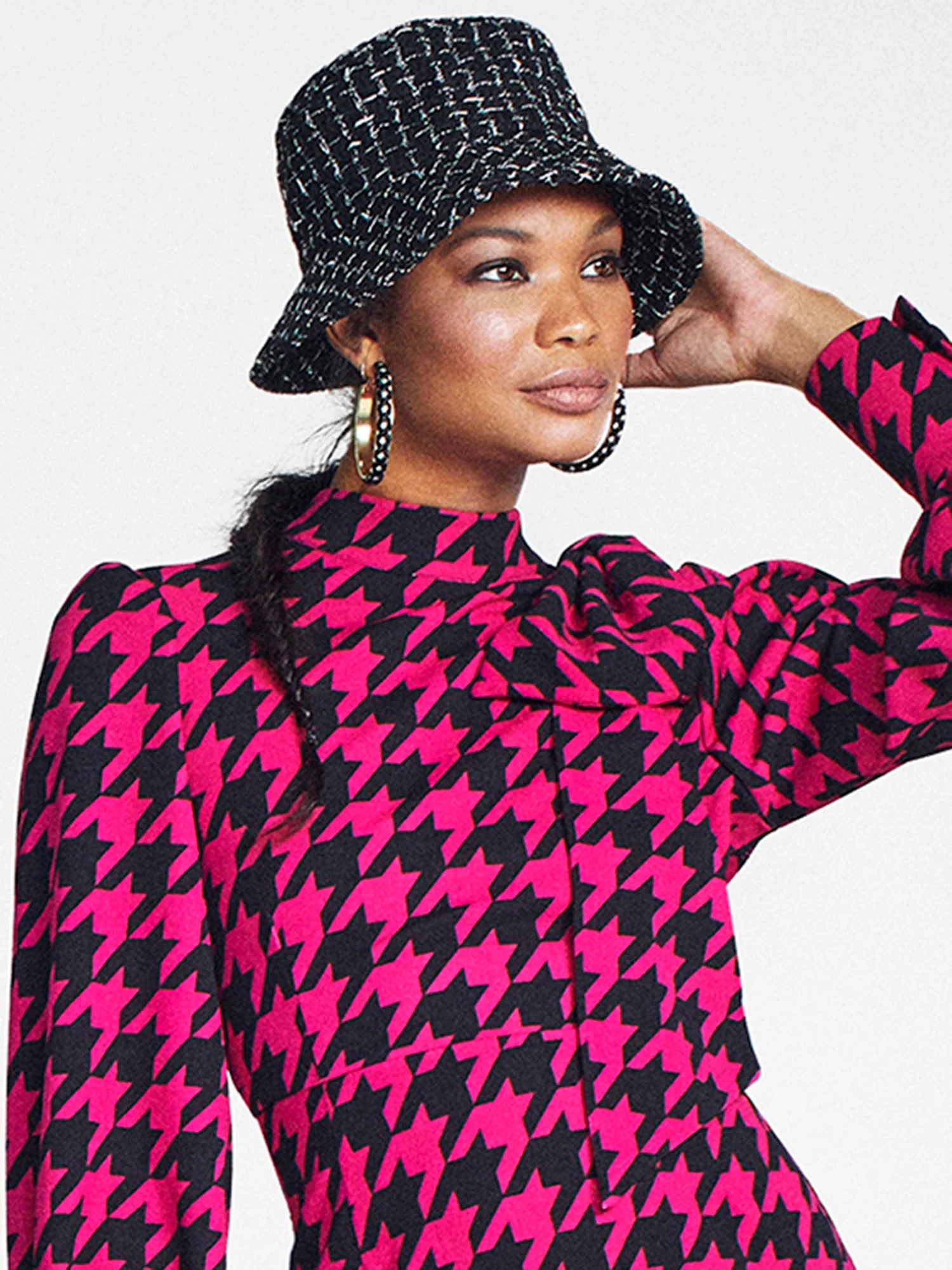 Plaid Tweed Bucket Hat - Image 2