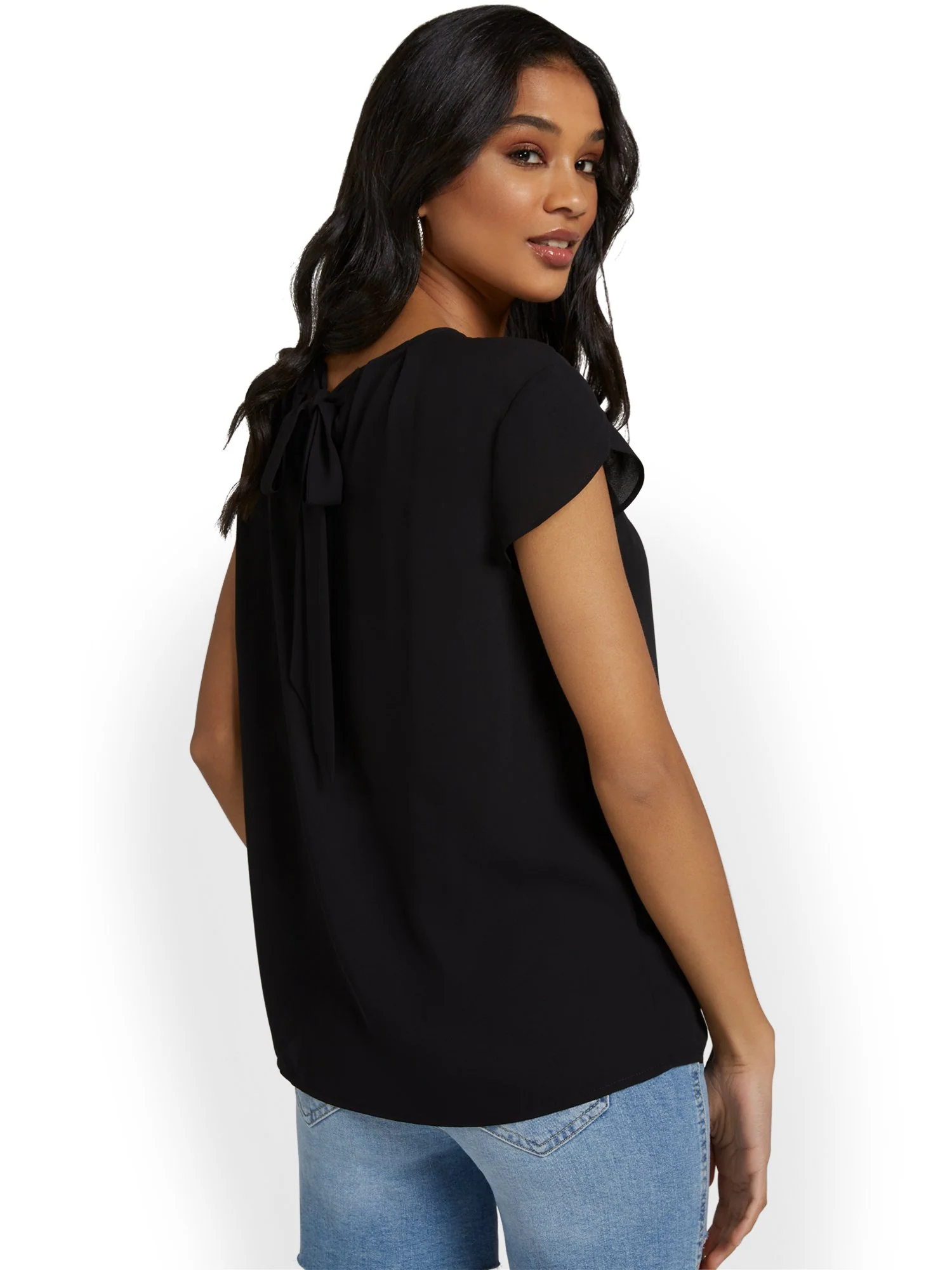 Pleated Keyhole Cut-Out Top - Image 2