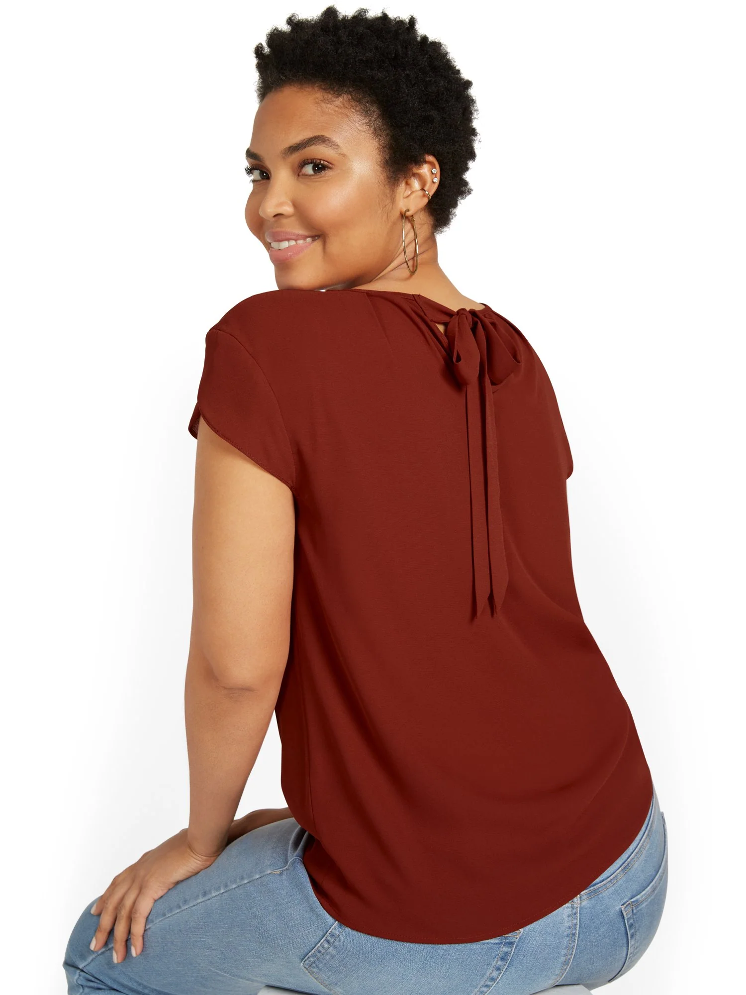 Pleated Keyhole Cut-Out Top - Image 27