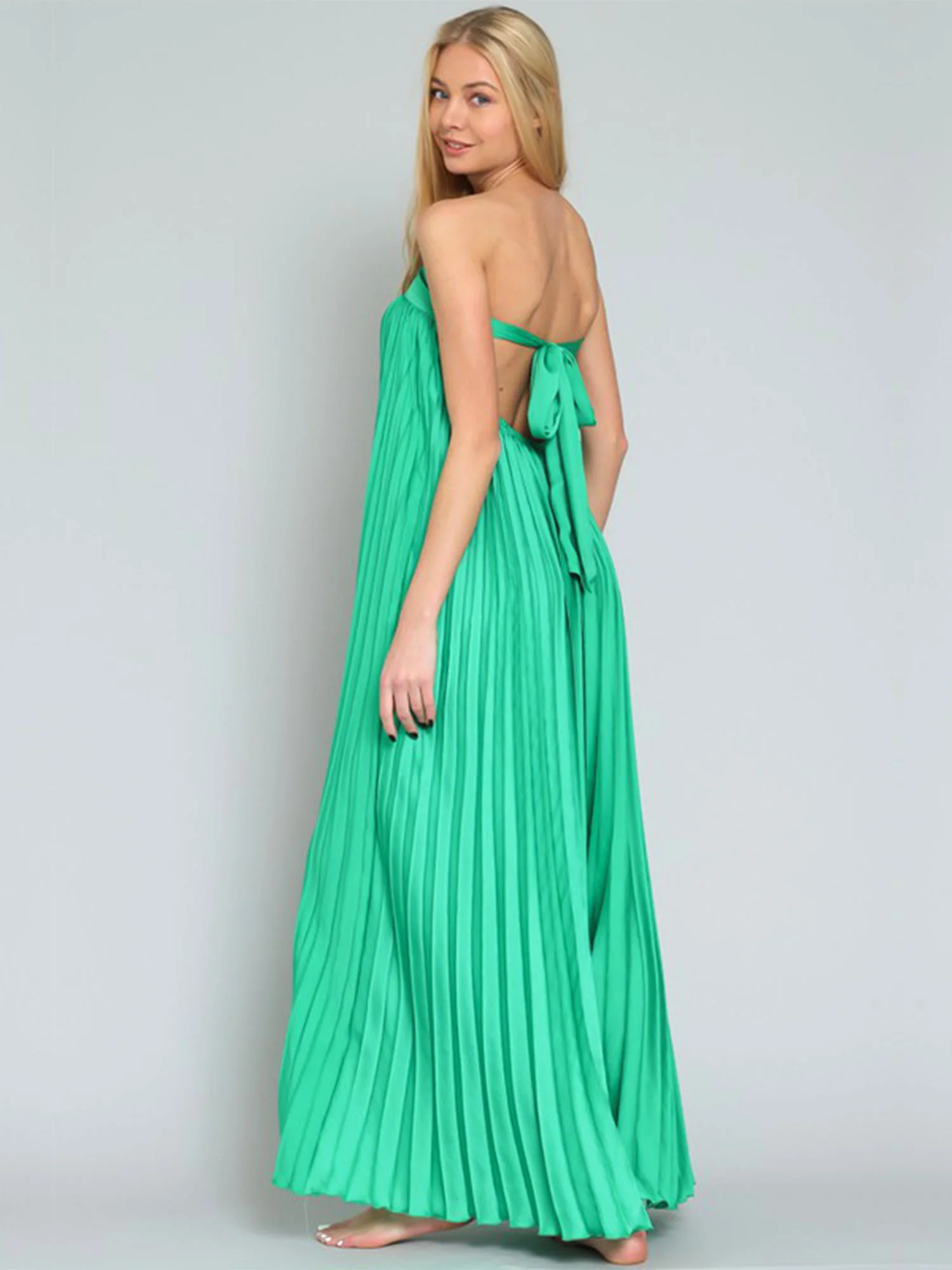 Pleated Low Back Tube Dress - Aakaa - Image 2