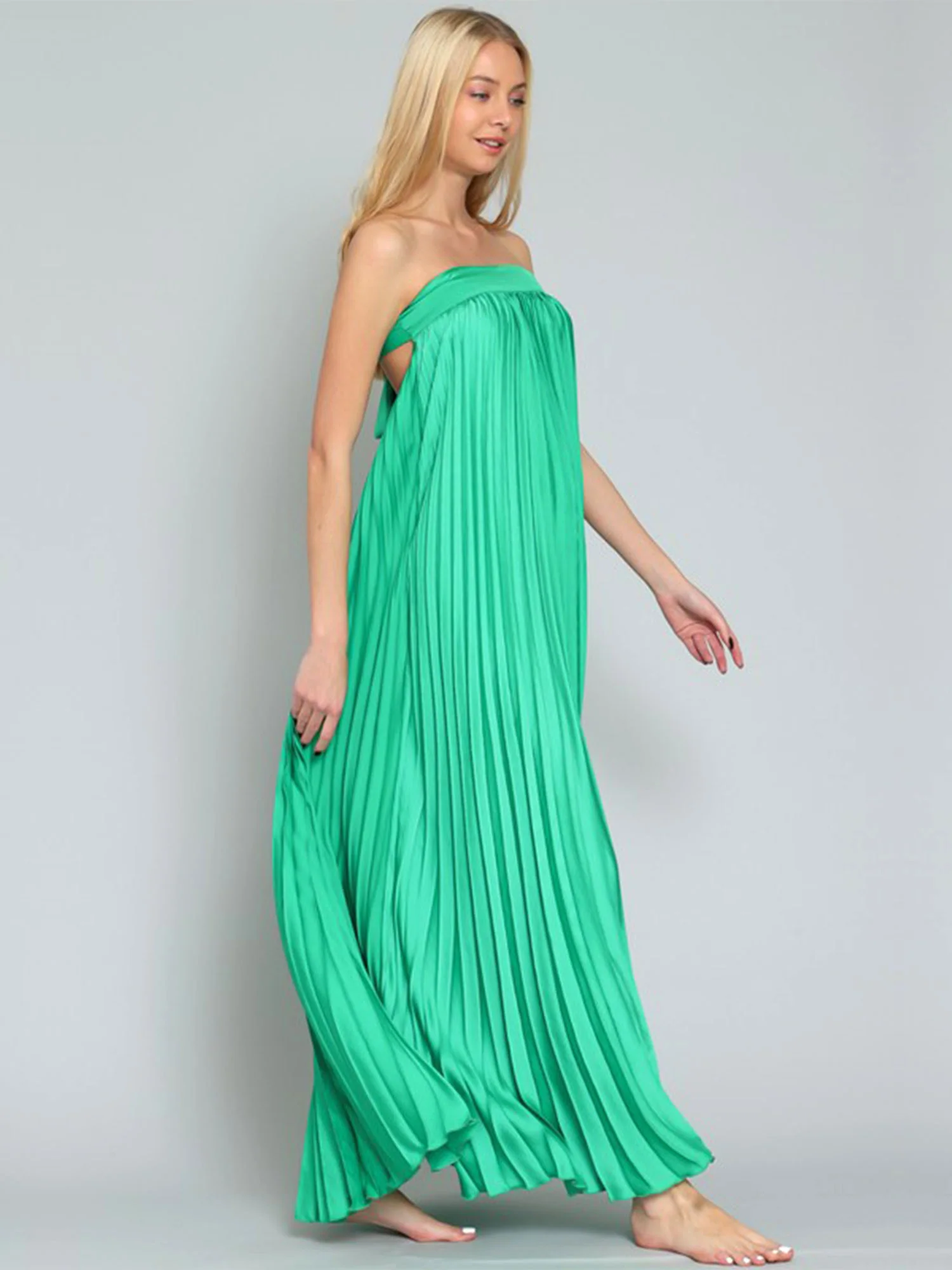 Pleated Low Back Tube Dress - Aakaa - Image 3