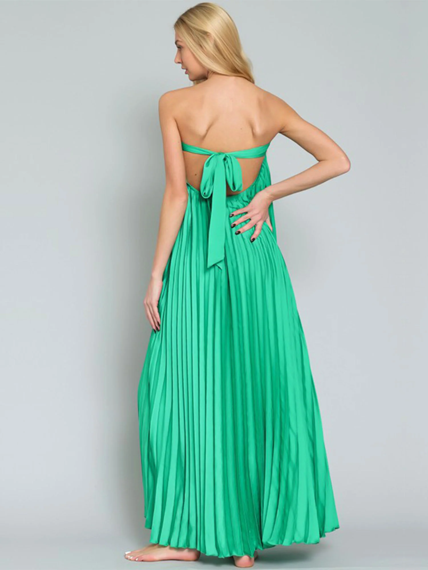 Pleated Low Back Tube Dress - Aakaa - Image 4