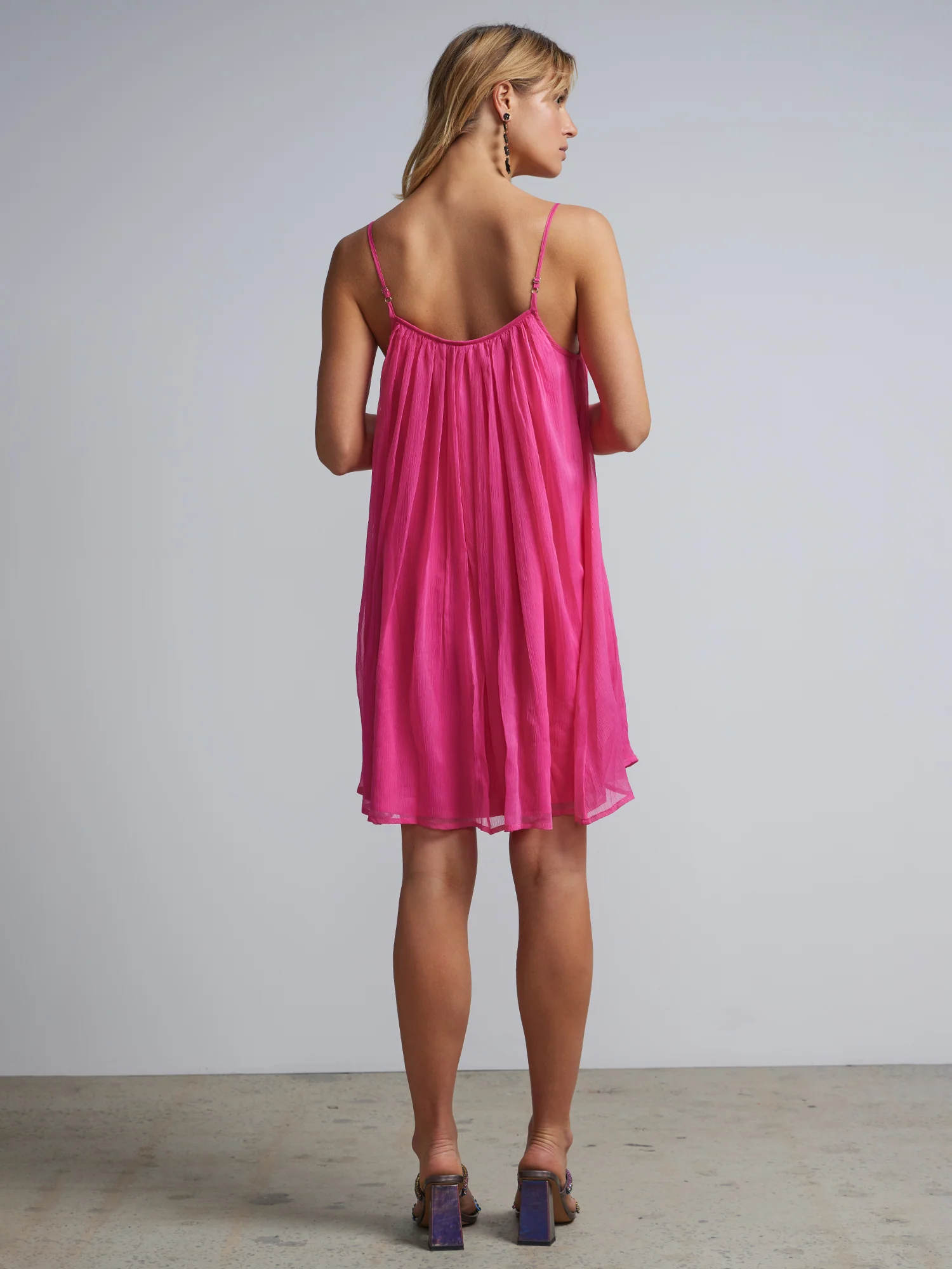 Pleated Scoopneck Trapeze Dress - Image 3
