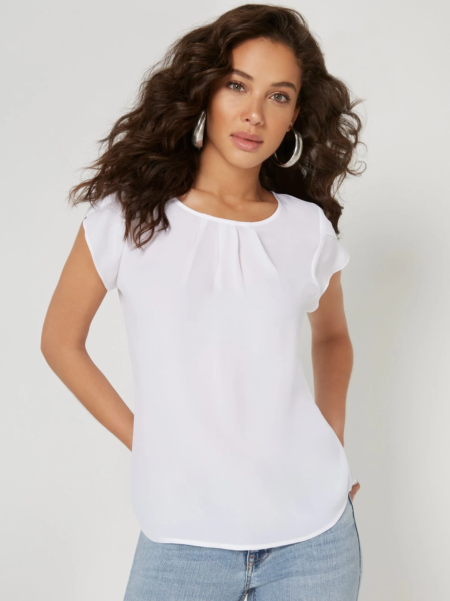 Pleated Short-Sleeve Top