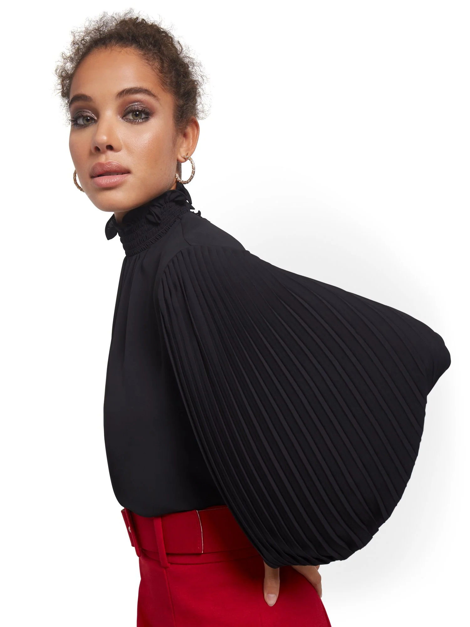 Pleated-Sleeve Blouse - Image 2