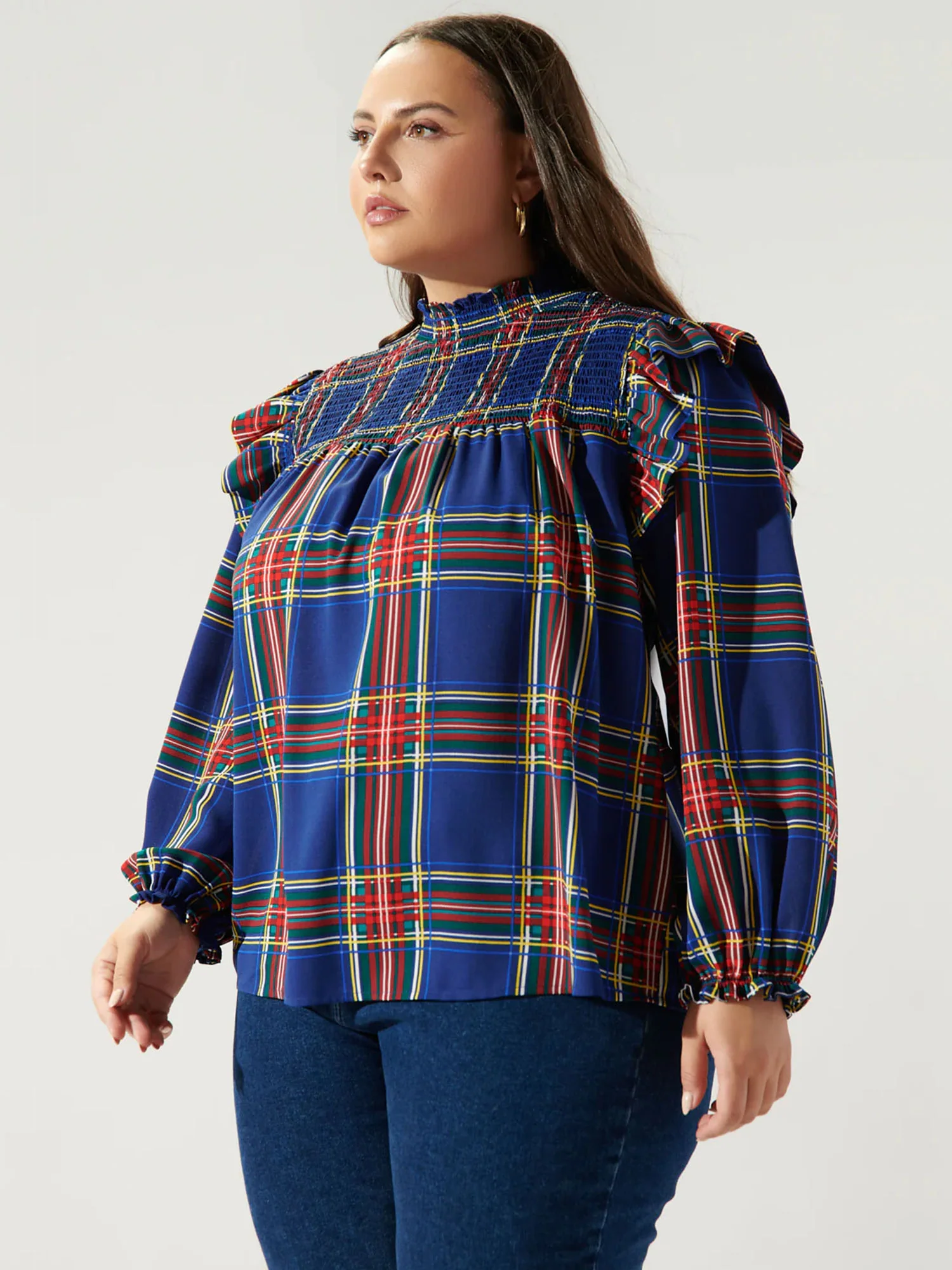 Sugarlips Plus Long Sleeve Mock Neck Plaid Top - Brands We Love - Image 4