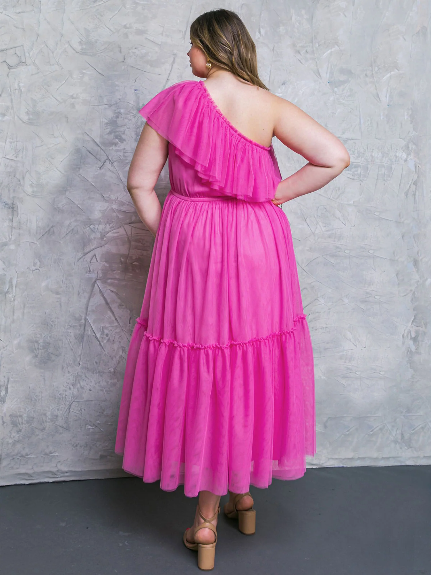Flying Tomato Plus One Shoulder Tulle Midi Dress - Brands We Love - Image 5