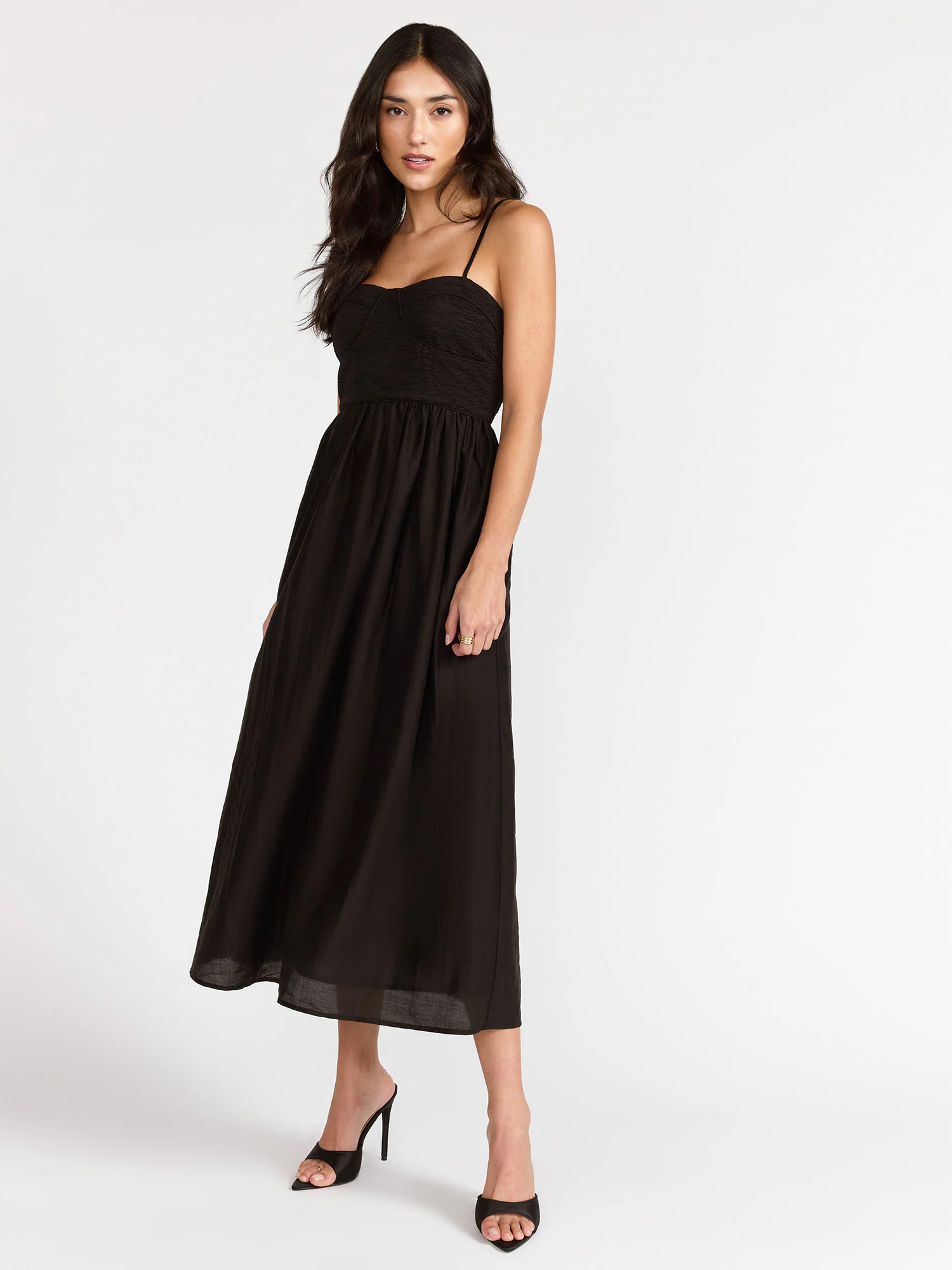 Corset Knit Woven Midi Dress - Crescent - Image 4