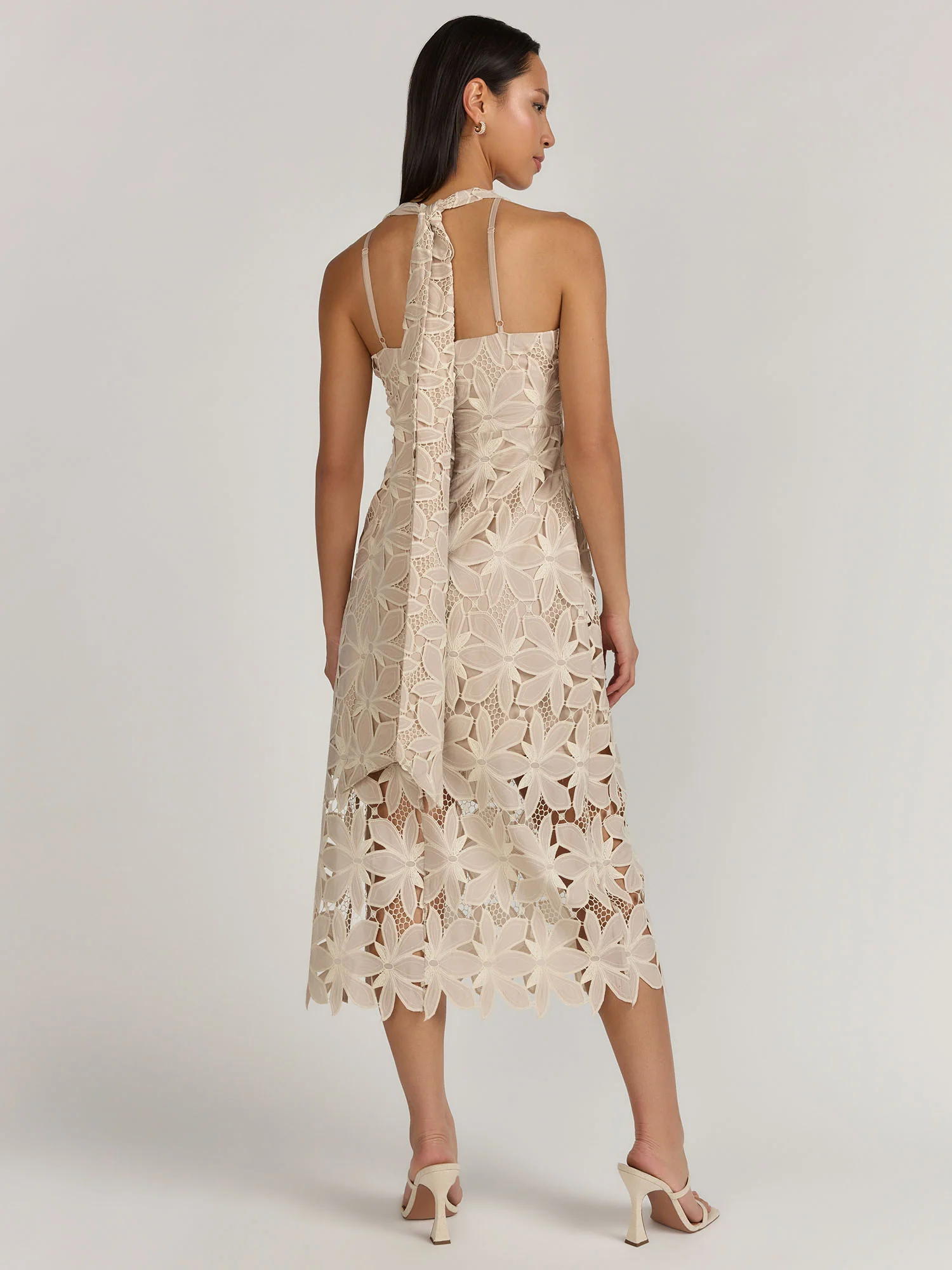 Just Me Halter Neck Floral Lace Midi Dress - Brands We Love - Image 3