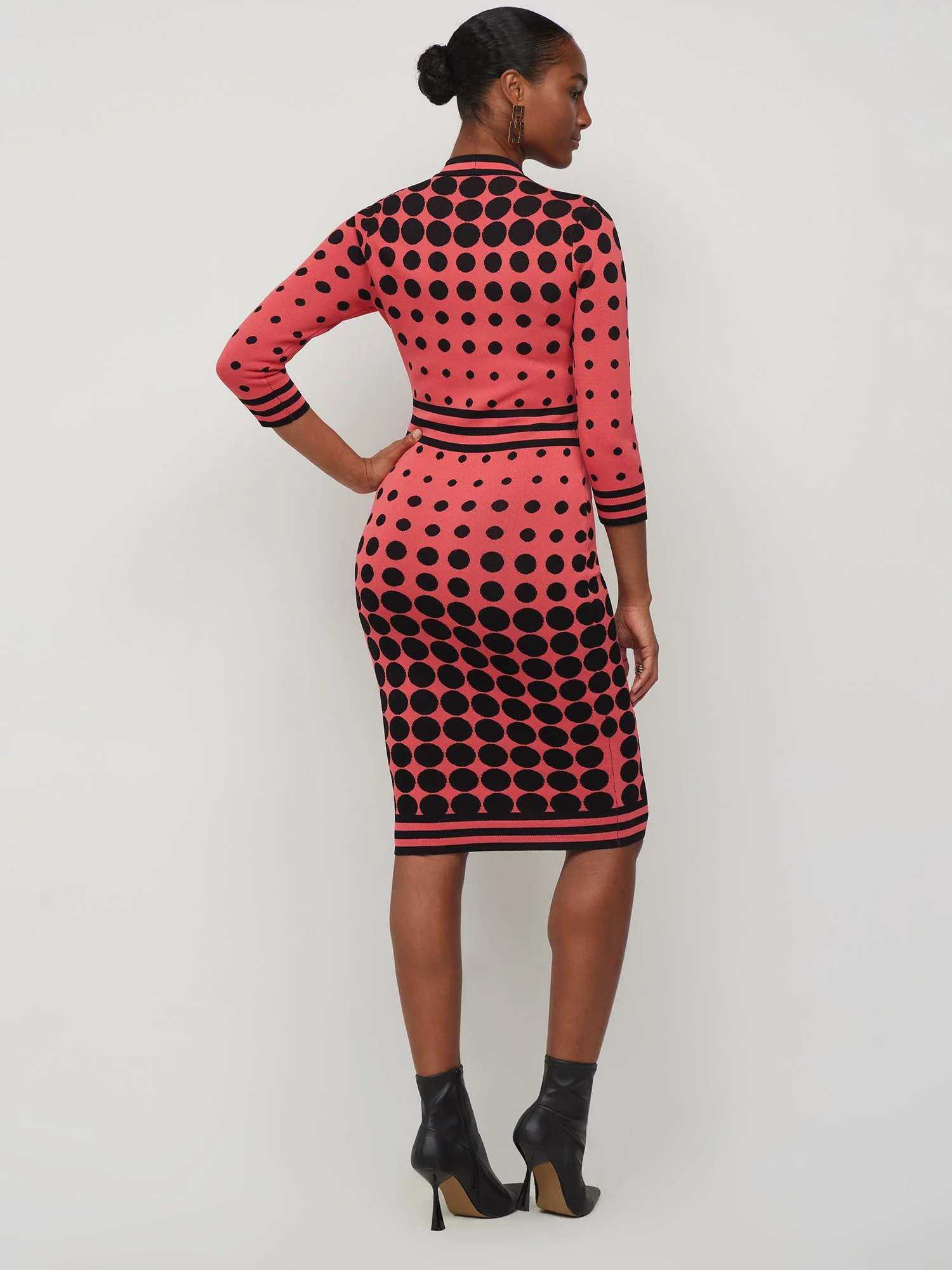 Polka-Dot Bow-Neck Sweater Dress - Image 2