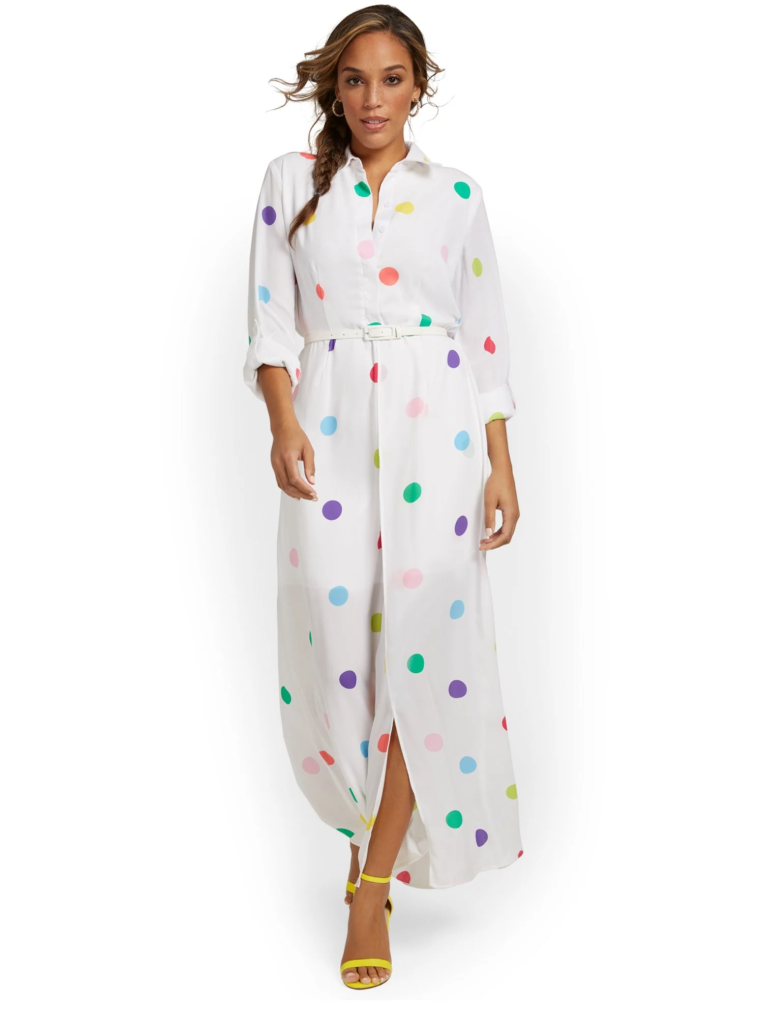 Polka-Dot Maxi Shirtdress - Image 2